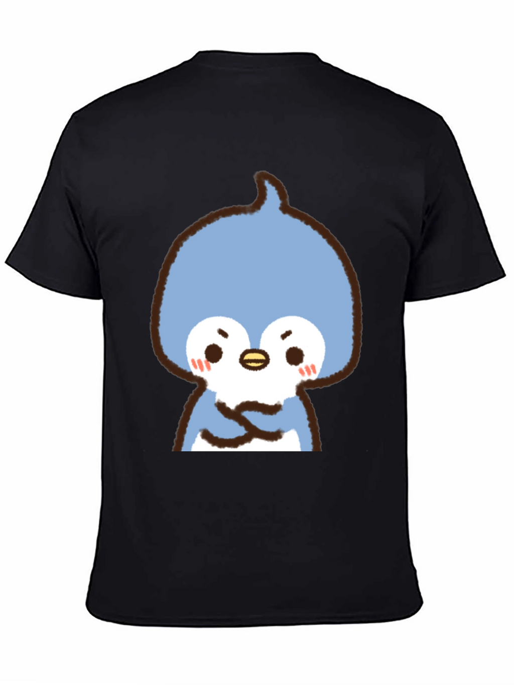 Cute Cartoon Penguin Graphic Tee - Black