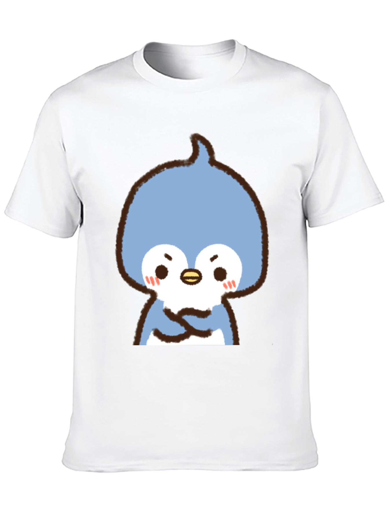 Cute Cartoon Penguin Graphic Tee - Black