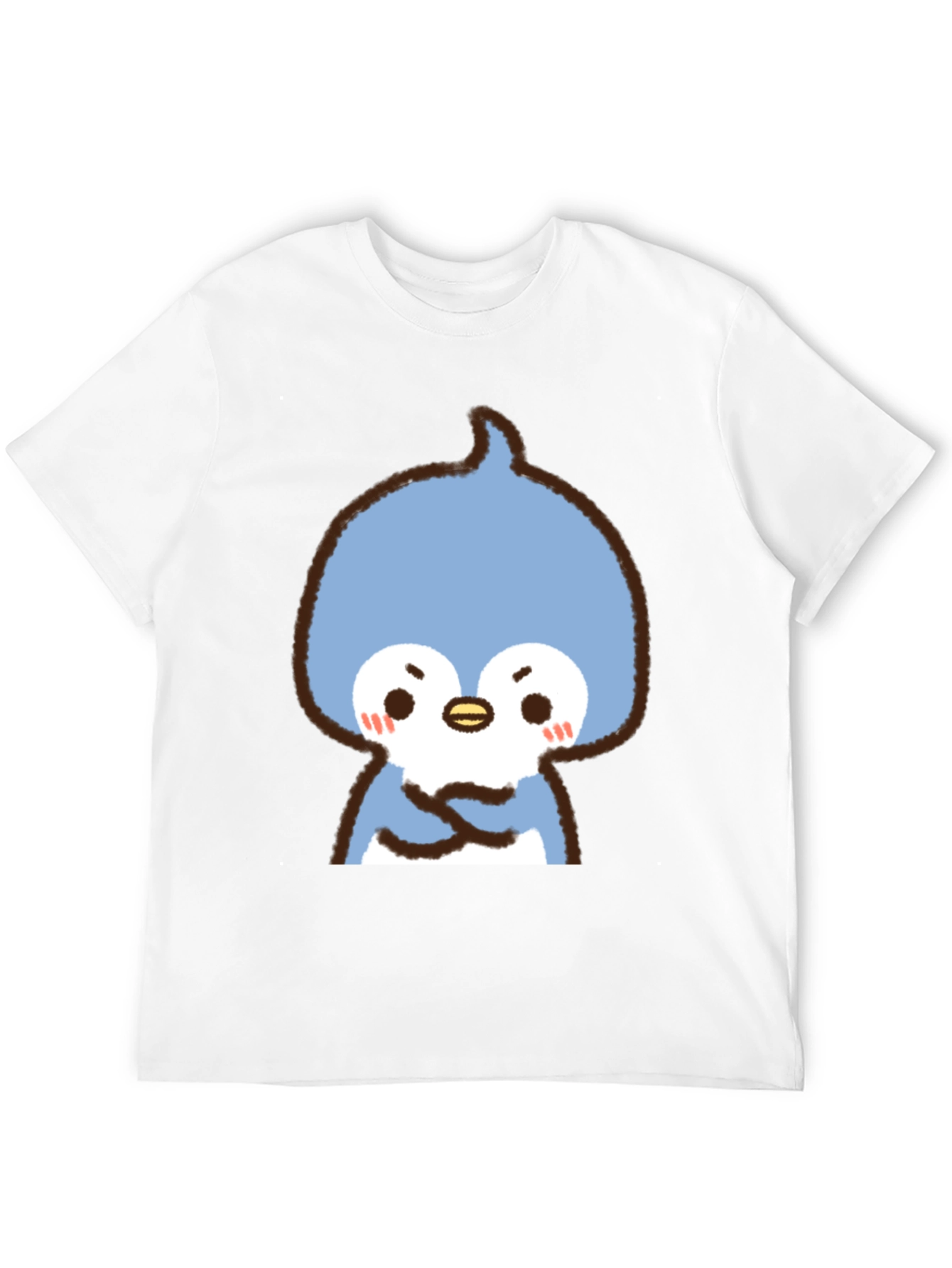 Cute Cartoon Penguin Graphic Tee - Black