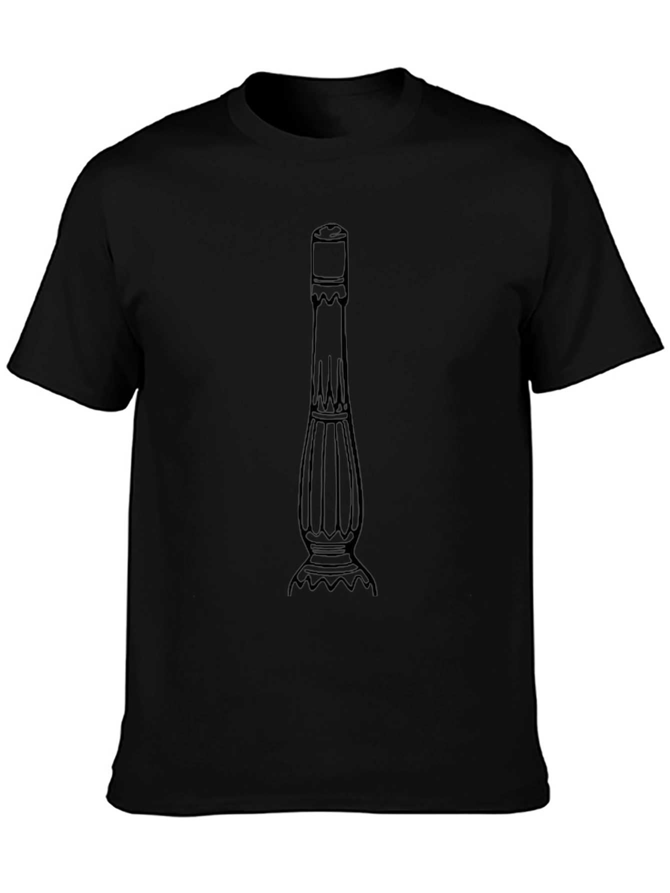 Mens Black T-Shirt with Column Graphic