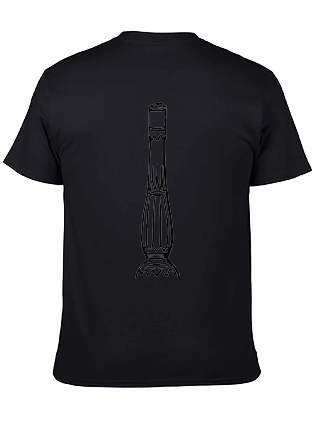 Mens Black T-Shirt with Column Graphic