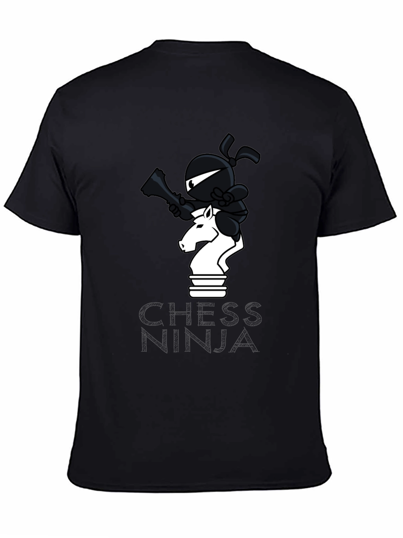 Chess Ninja Graphic Tee - Unique Black Cotton T-Shirt