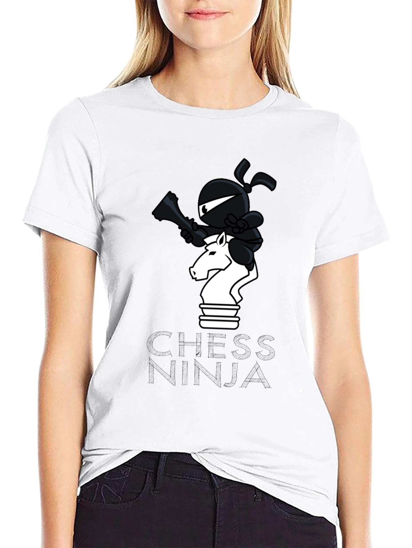 Chess Ninja Graphic Tee - Unique Black Cotton T-Shirt