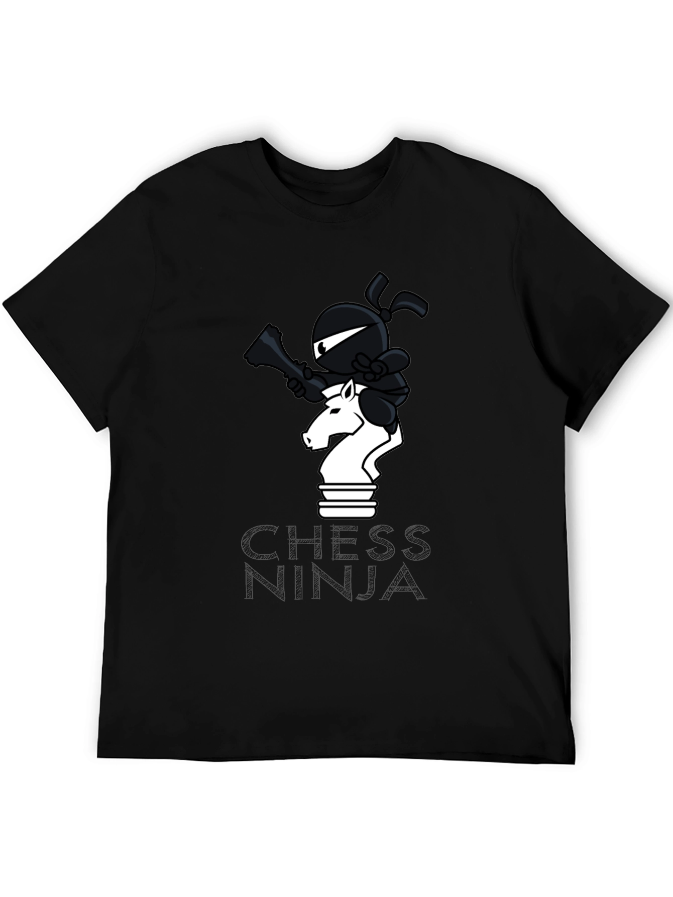 Chess Ninja Graphic Tee - Unique Black Cotton T-Shirt