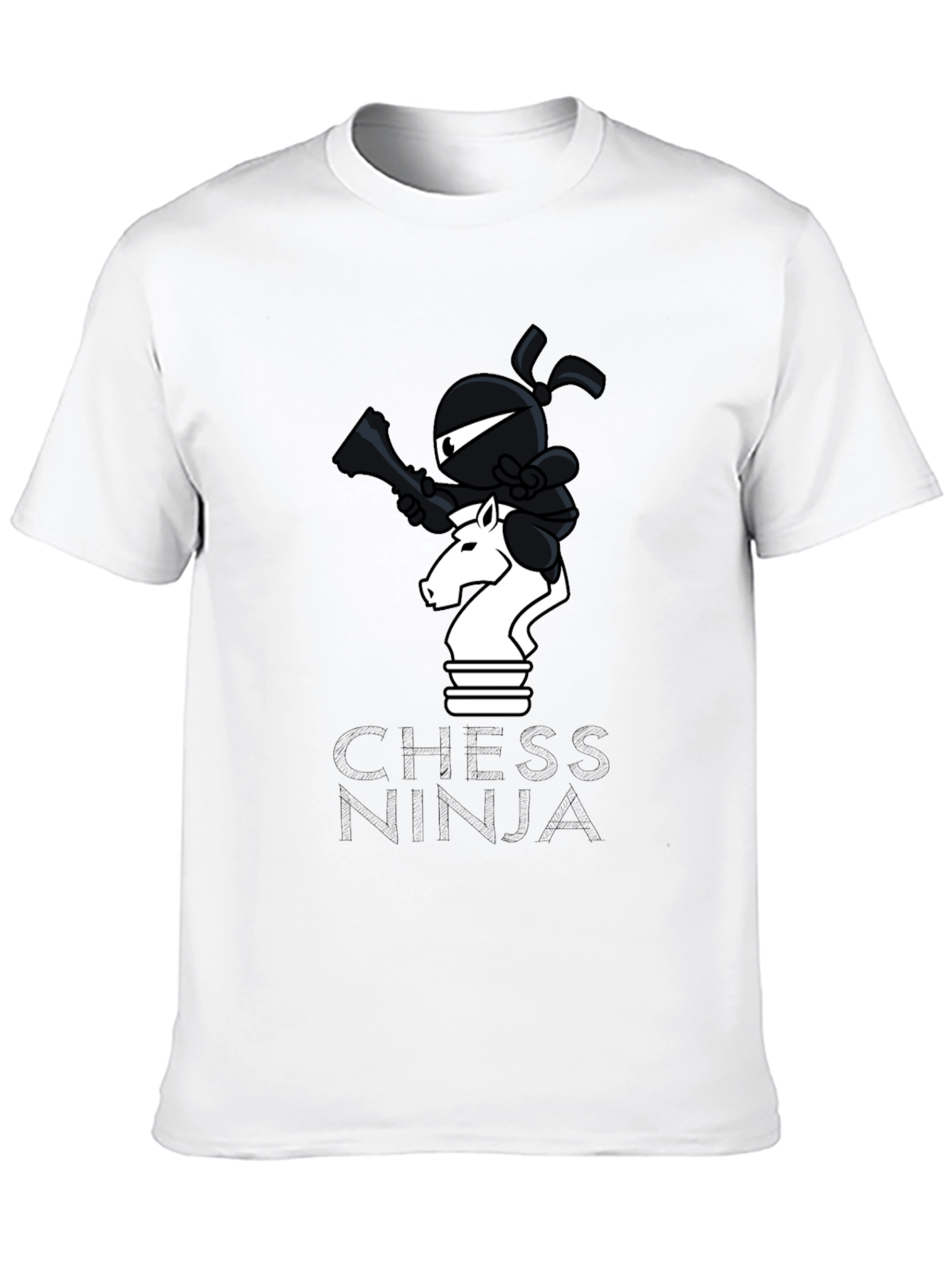 Chess Ninja Graphic Tee - Unique Black Cotton T-Shirt