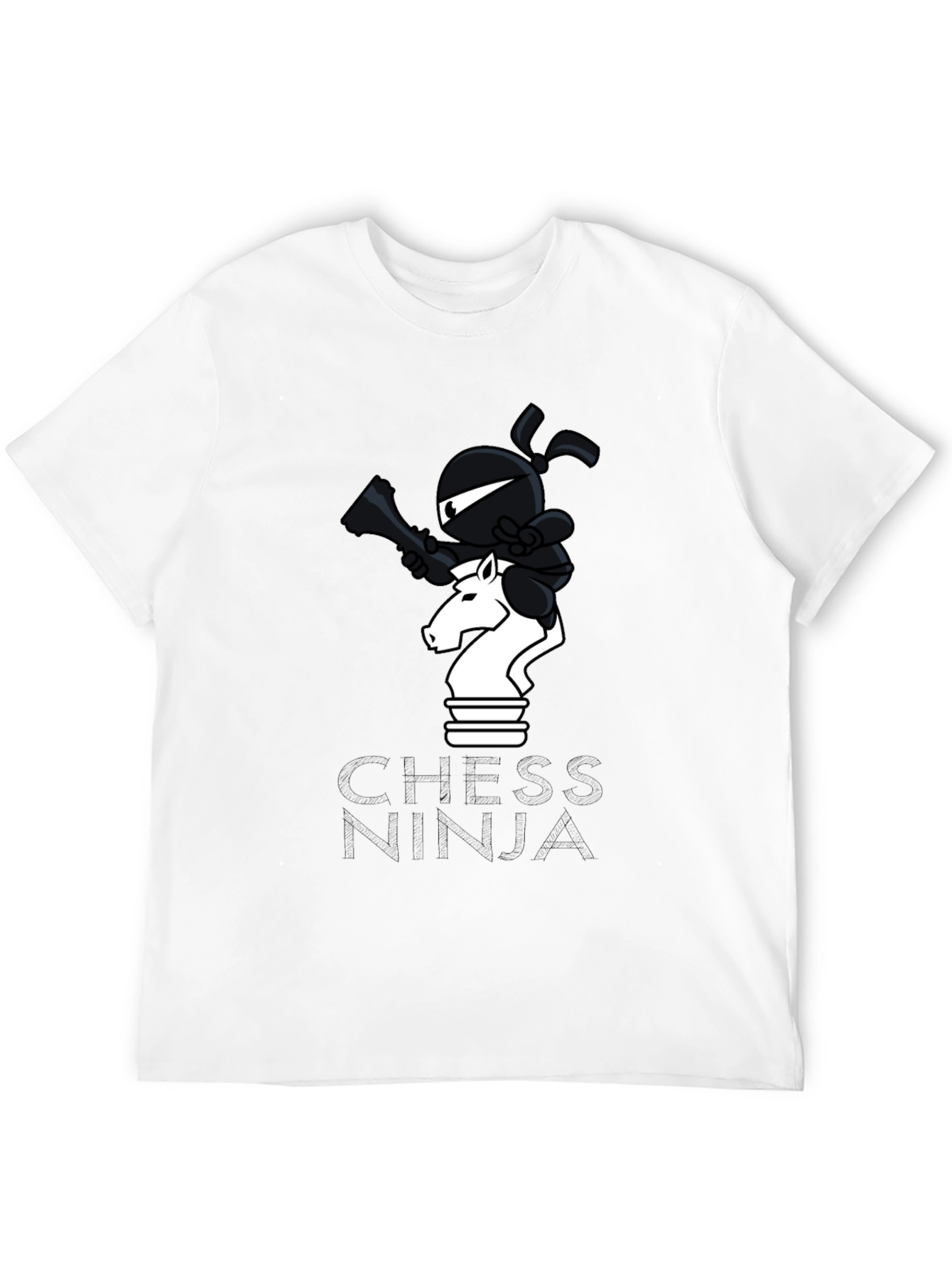 Chess Ninja Graphic Tee - Unique Black Cotton T-Shirt