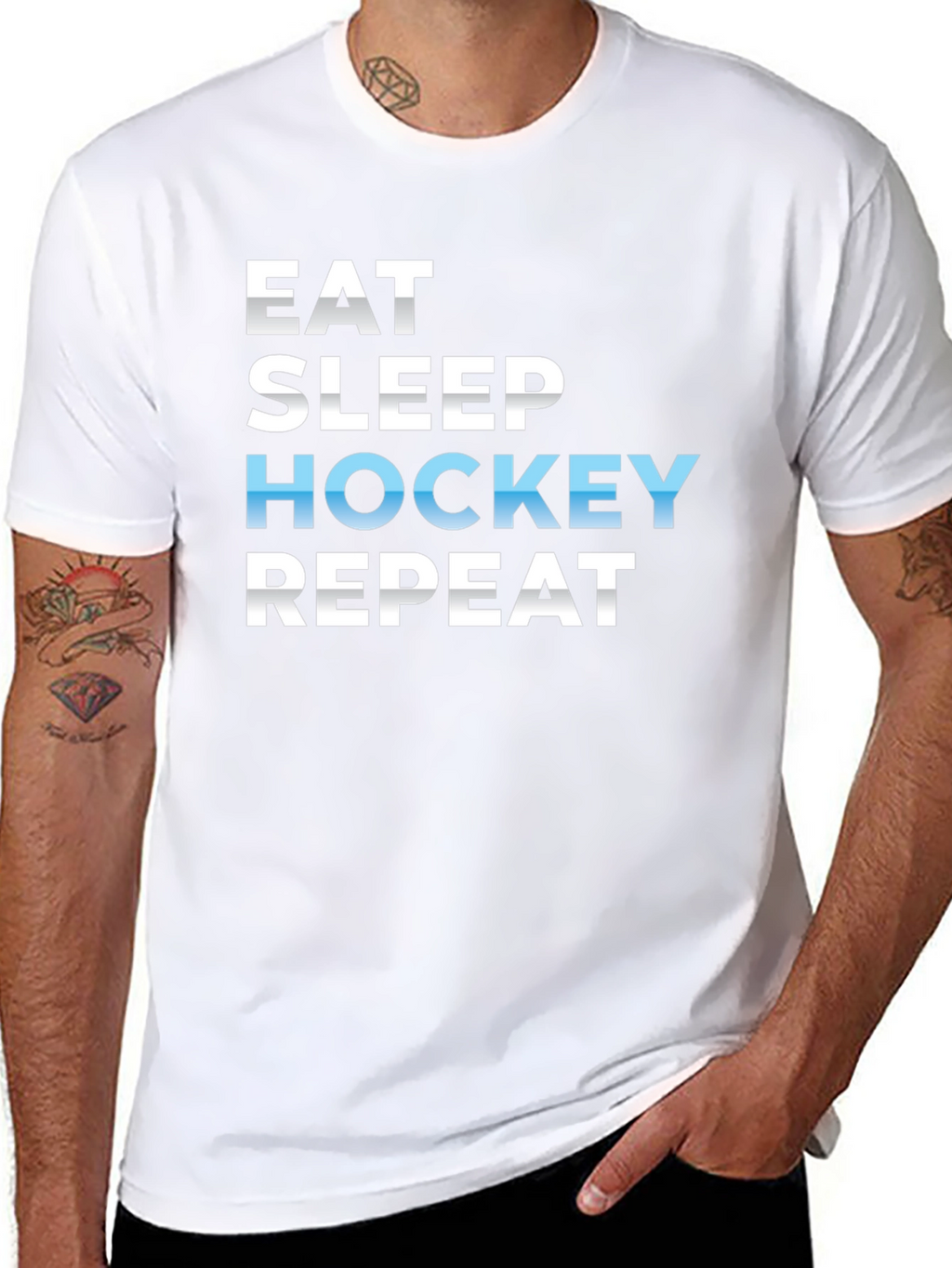 Eat Sleep Hockey Repeat Black T-Shirt