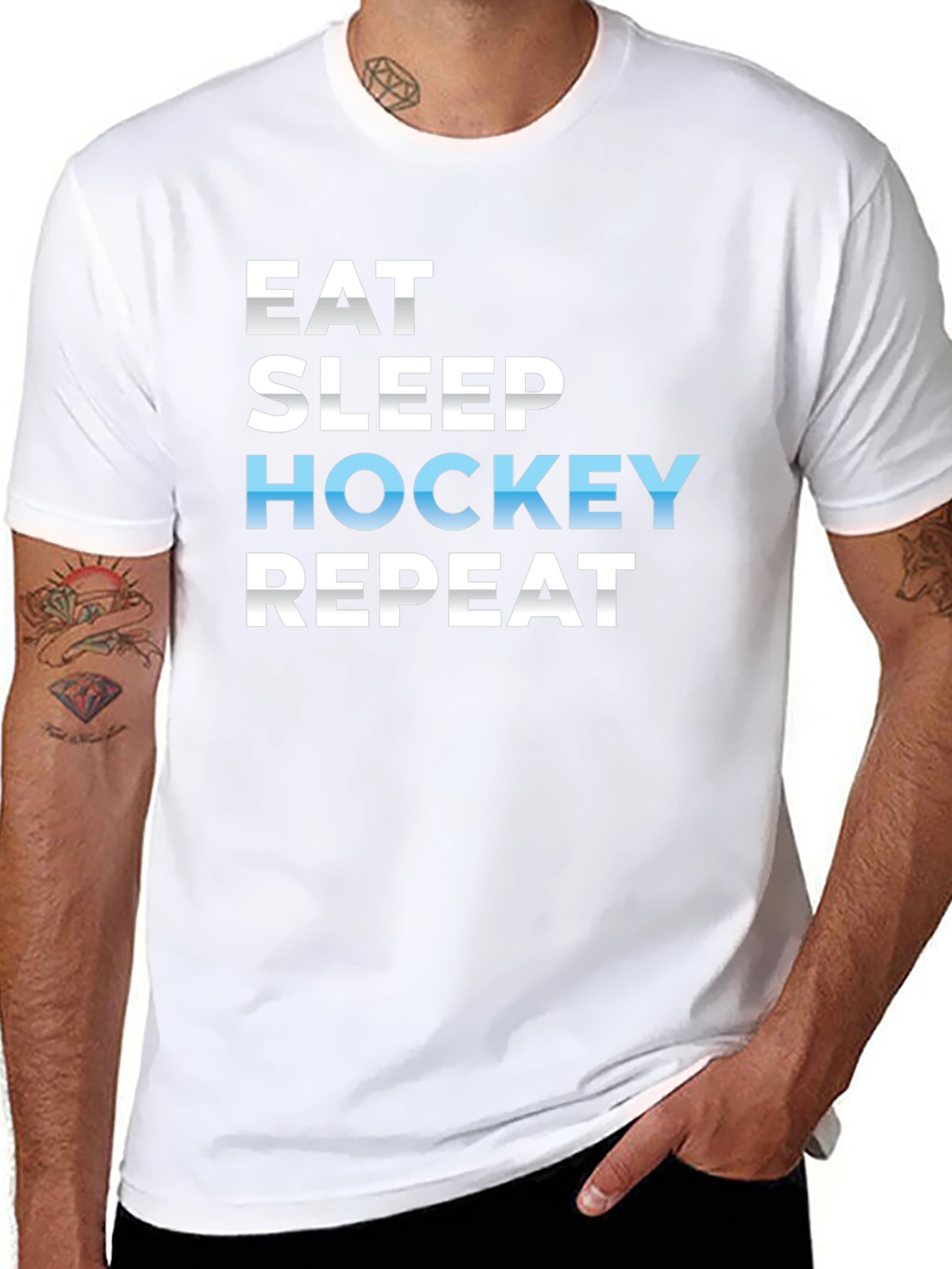 Eat Sleep Hockey Repeat Black T-Shirt