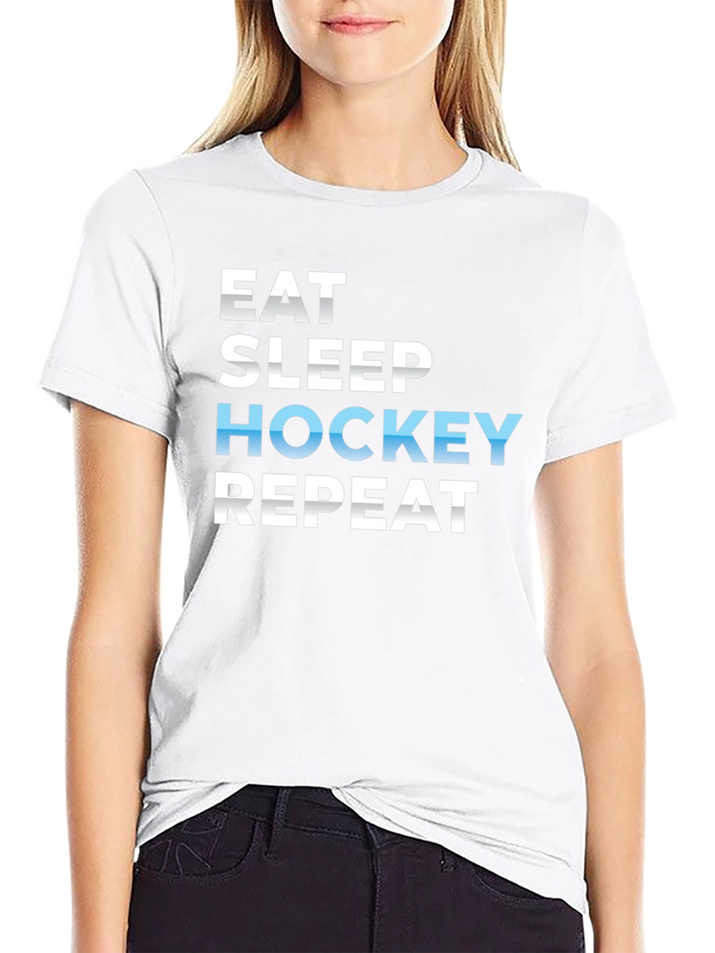 Eat Sleep Hockey Repeat Black T-Shirt