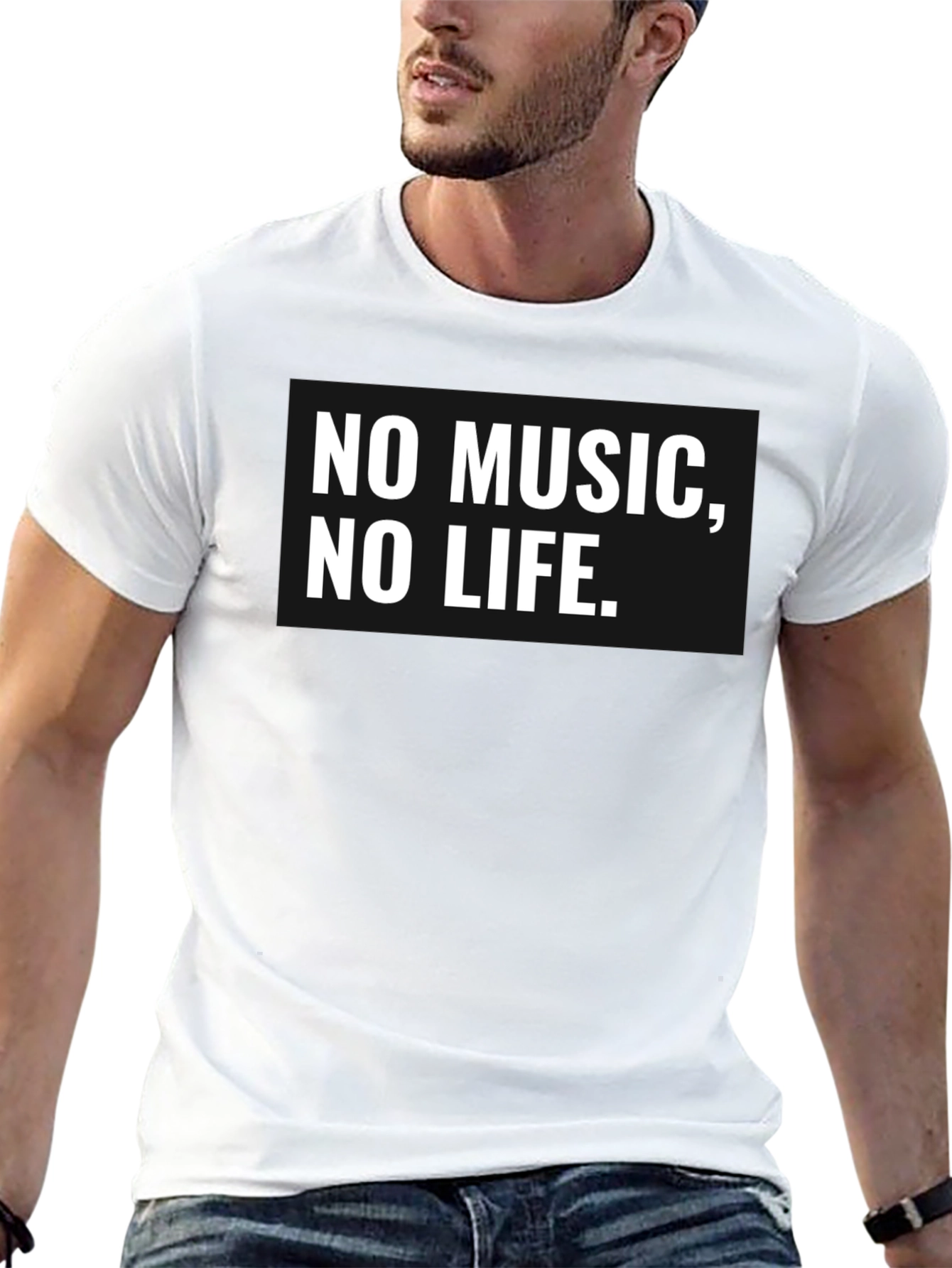 No Music No Life T-Shirt - Black Cotton Tee