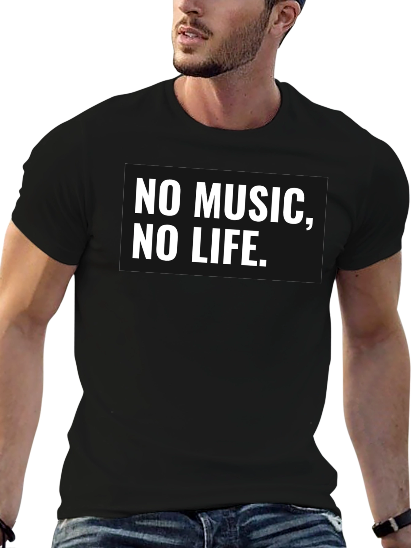 No Music No Life T-Shirt - Black Cotton Tee