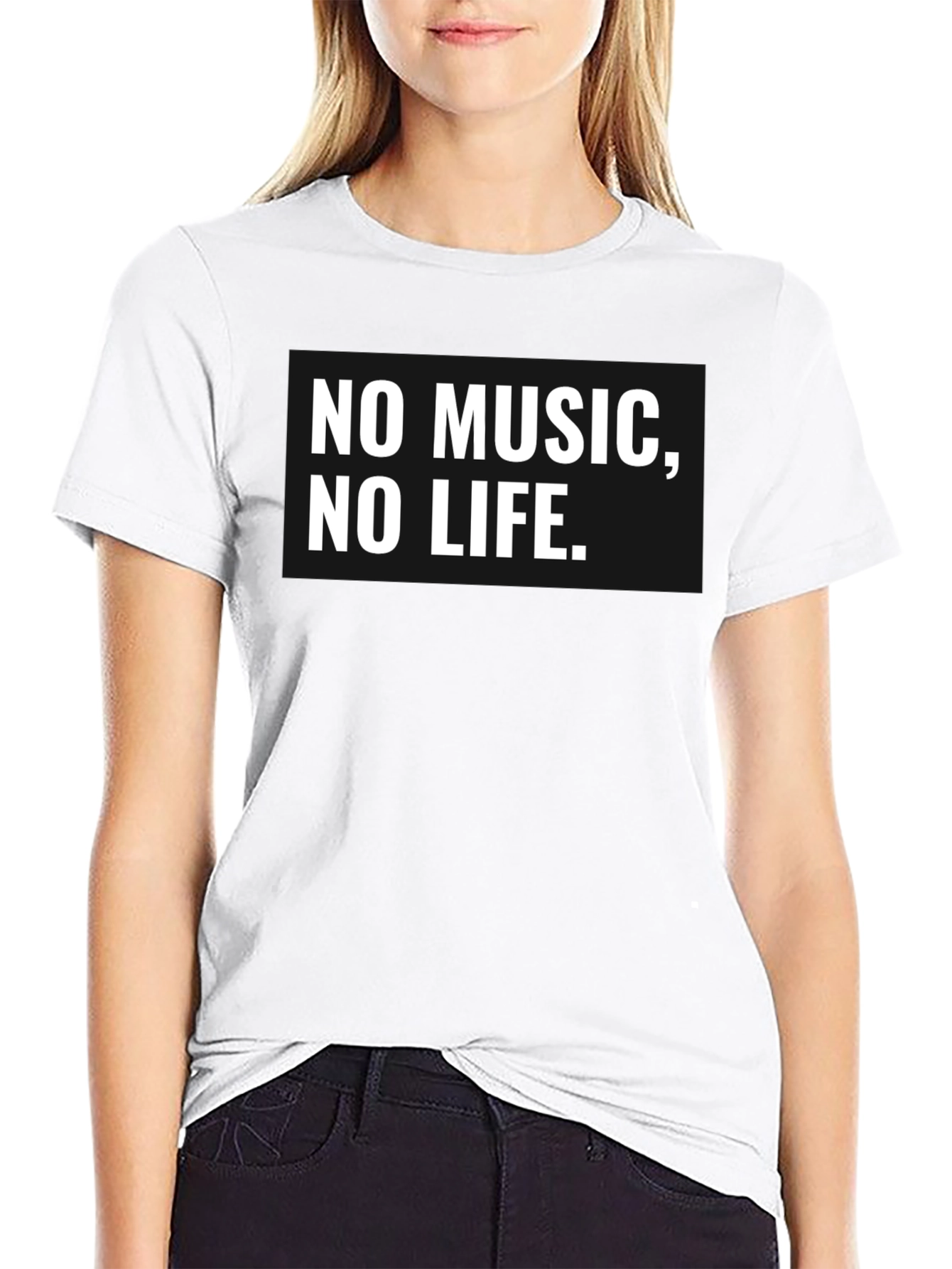 No Music No Life T-Shirt - Black Cotton Tee