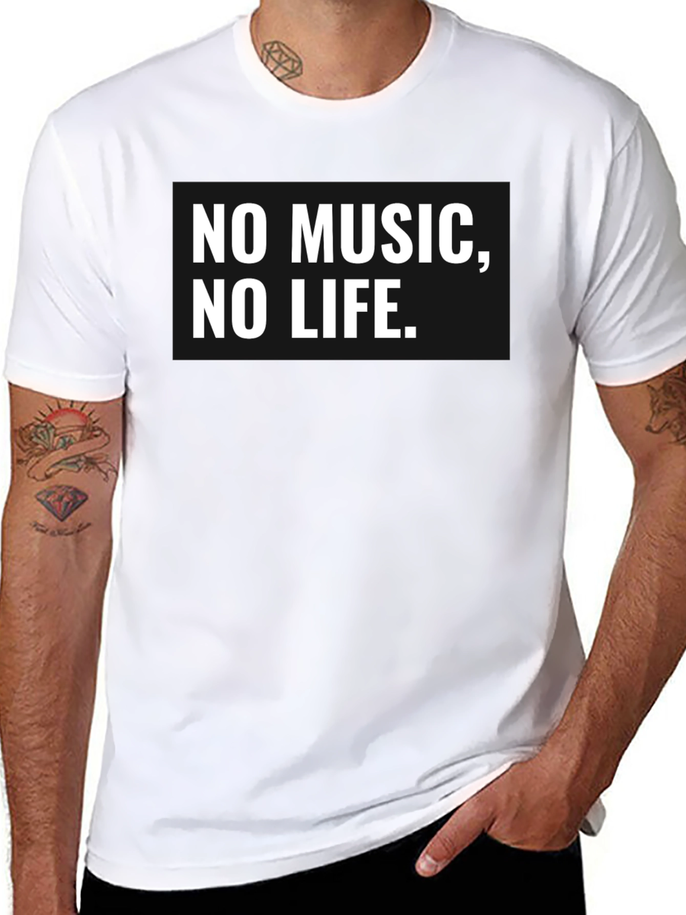 No Music No Life T-Shirt - Black Cotton Tee