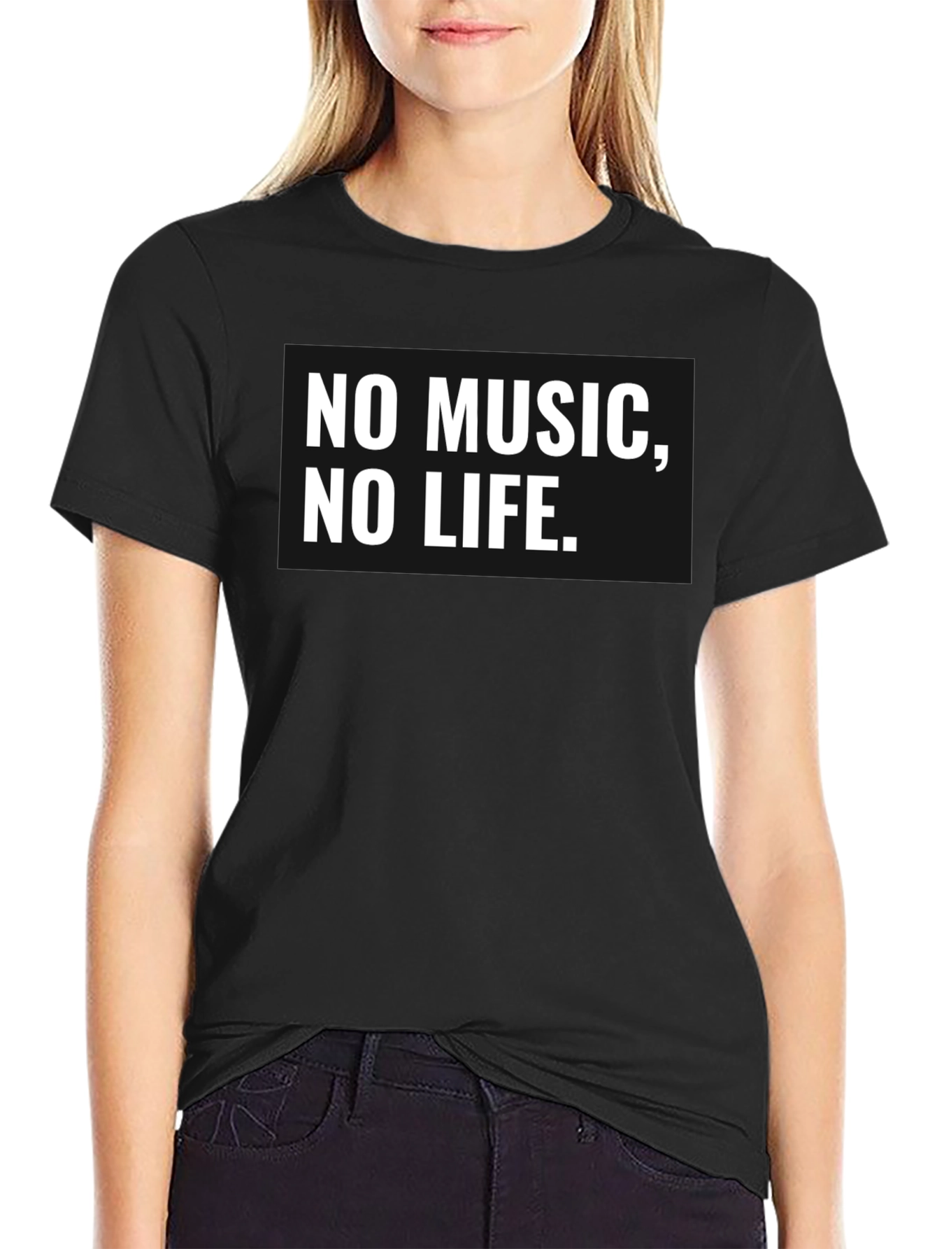No Music No Life T-Shirt - Black Cotton Tee