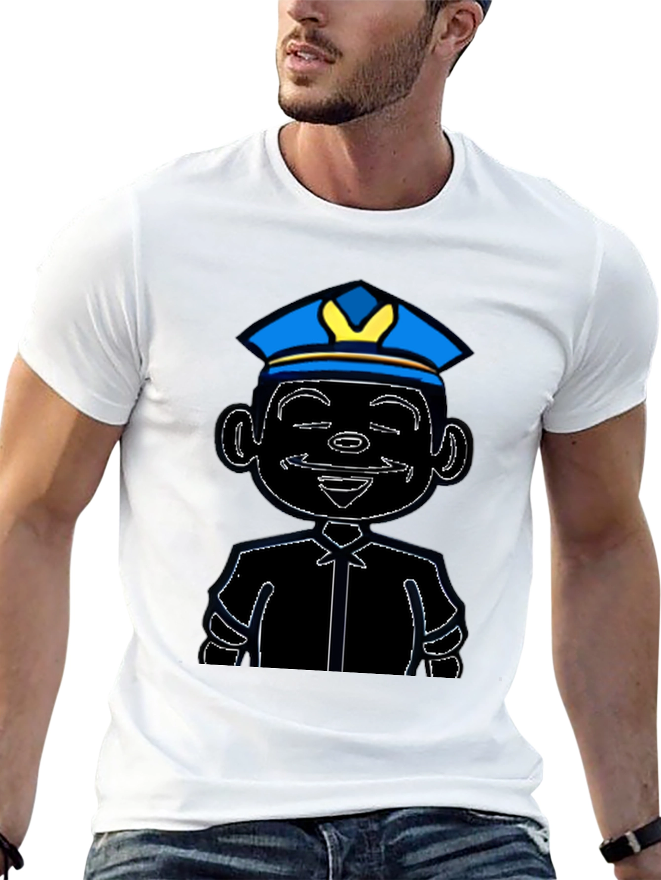 Cartoon Cop T-Shirt - Graphic Print Tee
