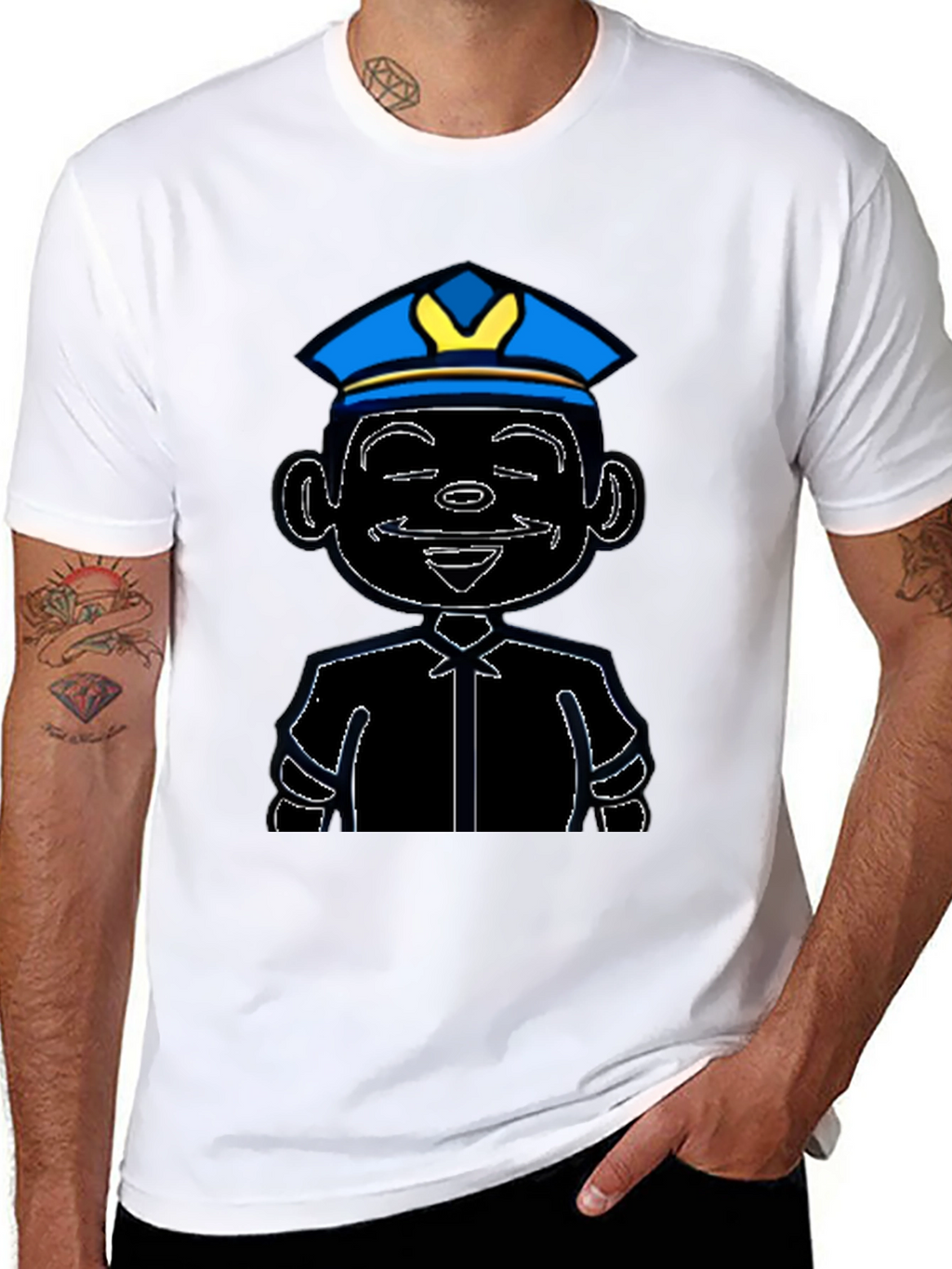 Cartoon Cop T-Shirt - Graphic Print Tee