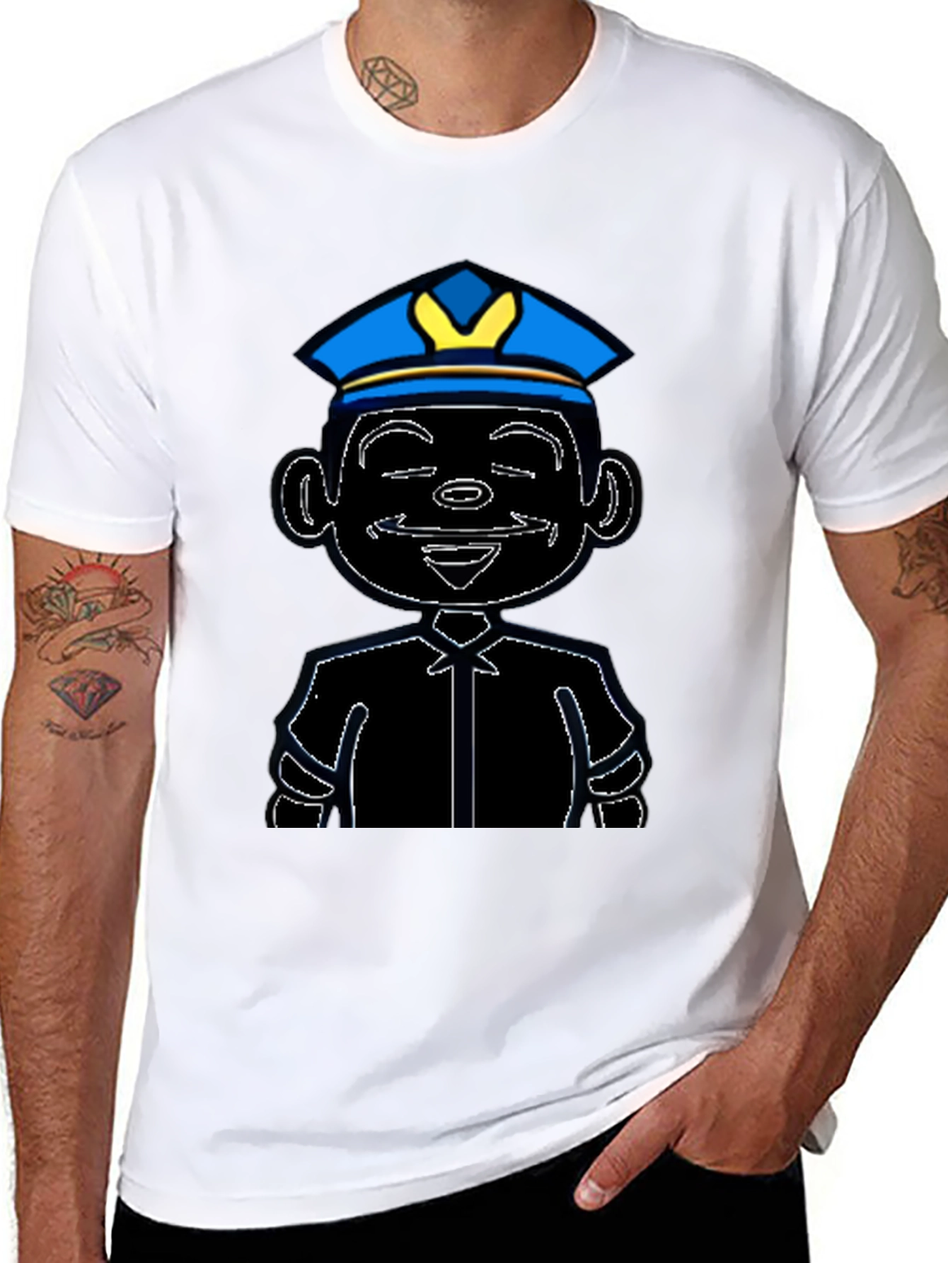 Cartoon Cop T-Shirt - Graphic Print Tee