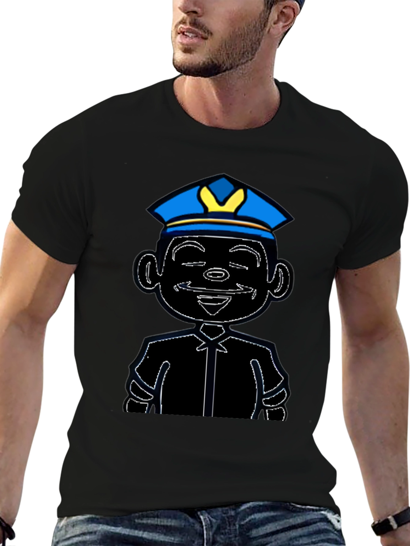 Cartoon Cop T-Shirt - Graphic Print Tee