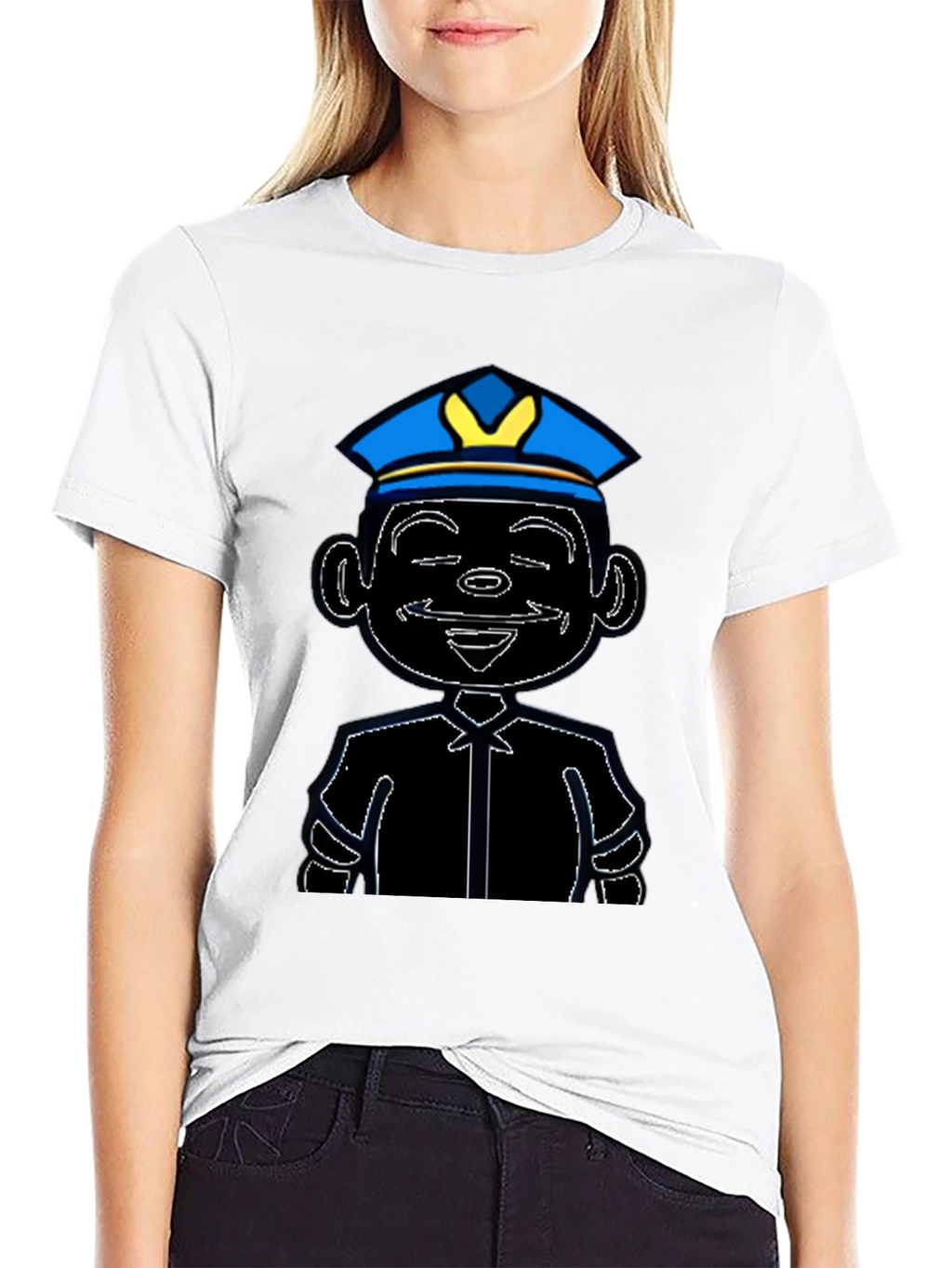 Cartoon Cop T-Shirt - Graphic Print Tee