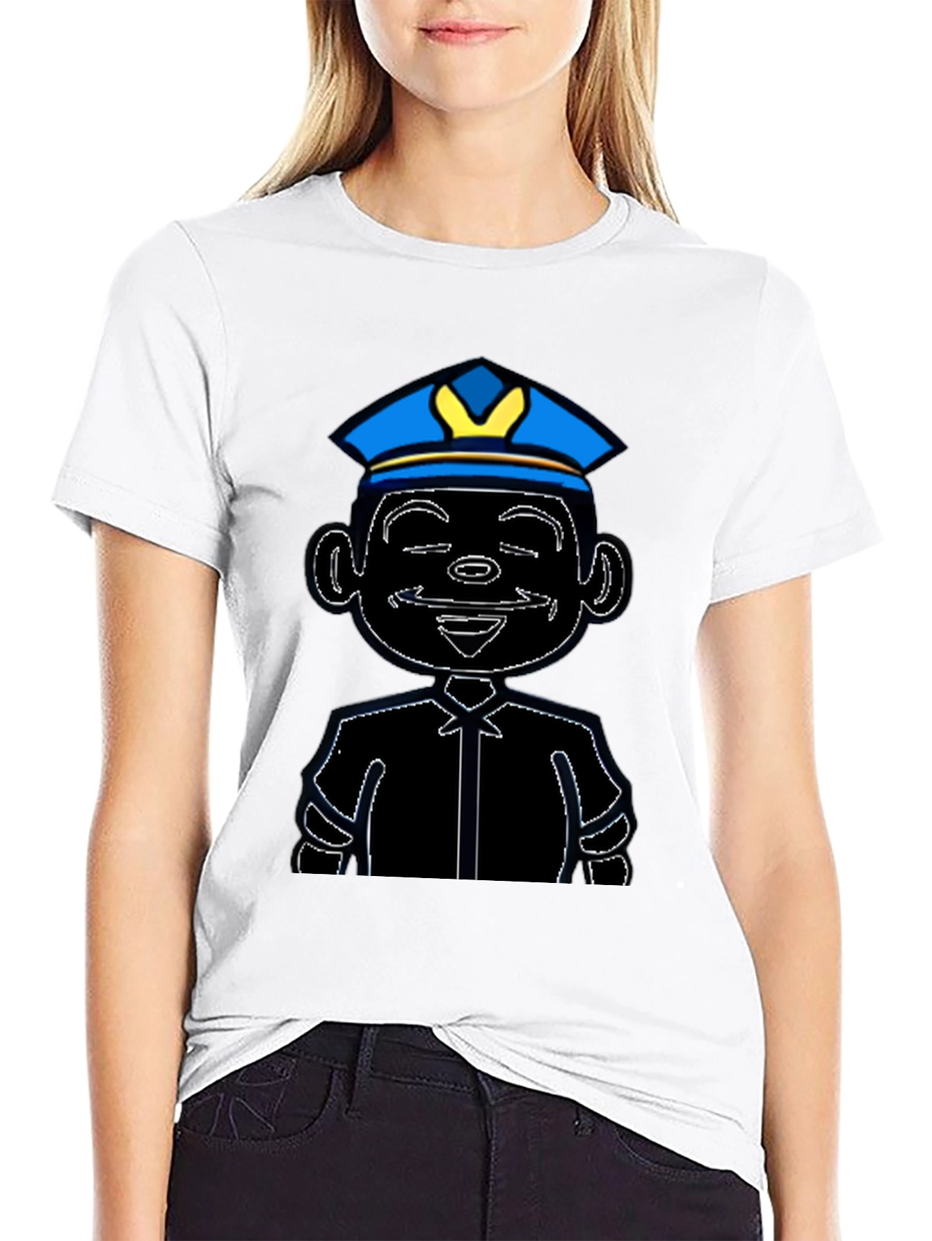 Cartoon Cop T-Shirt - Graphic Print Tee
