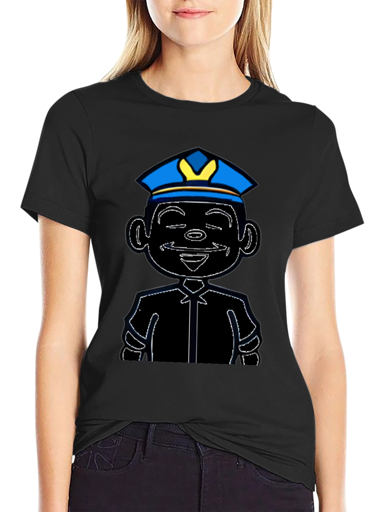 Cartoon Cop T-Shirt - Graphic Print Tee