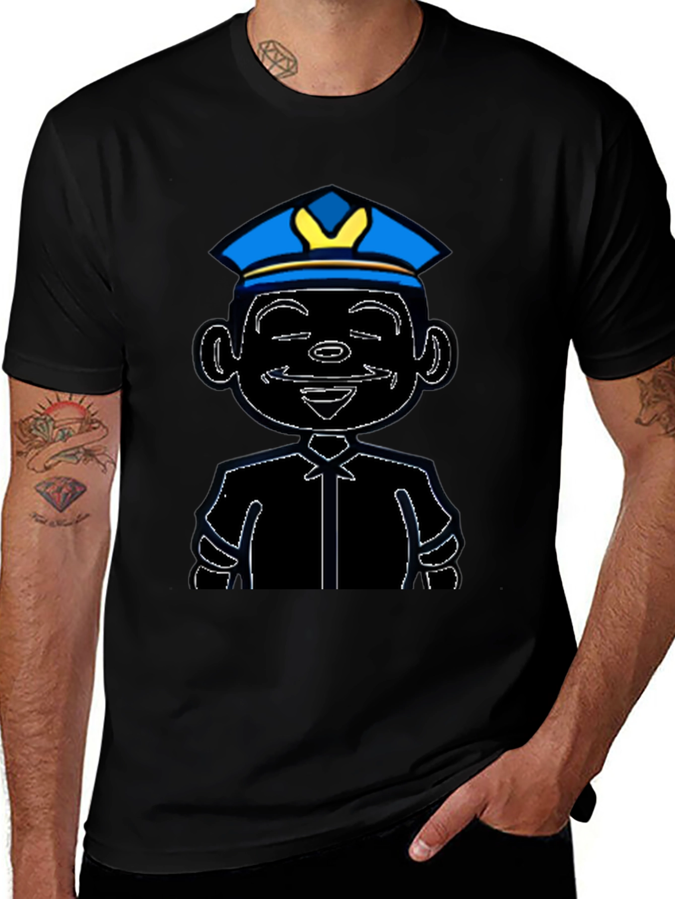 Cartoon Cop T-Shirt - Graphic Print Tee
