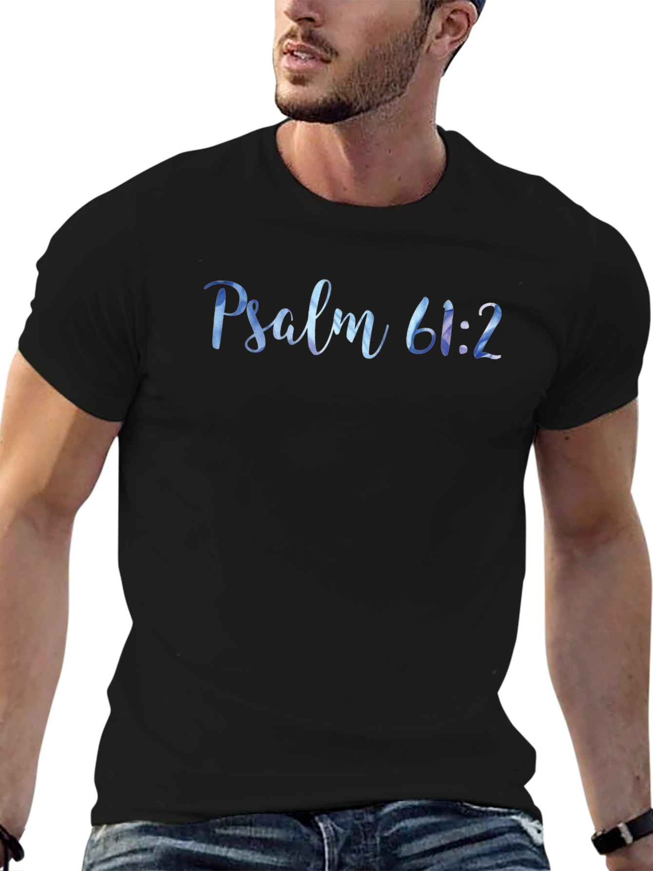 Psalm 61:2 Graphic Tee - Black Christian T-Shirt