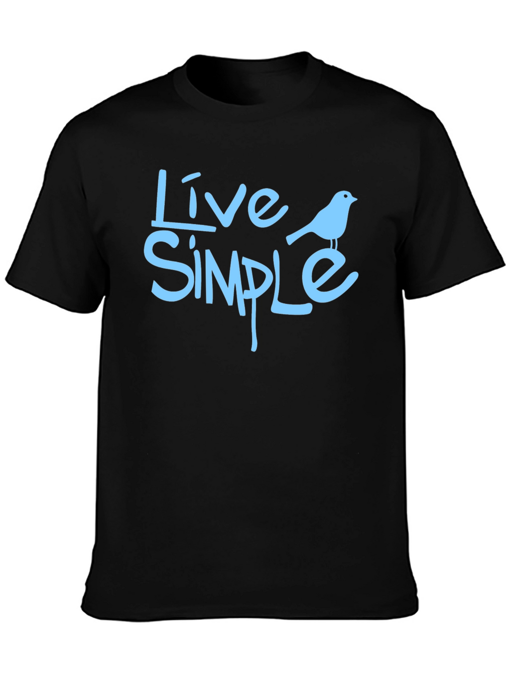 Live Simple Bird Graphic Black T-Shirt