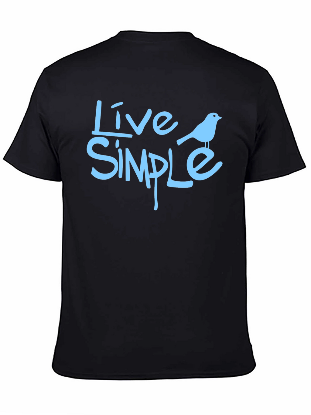 Live Simple Bird Graphic Black T-Shirt