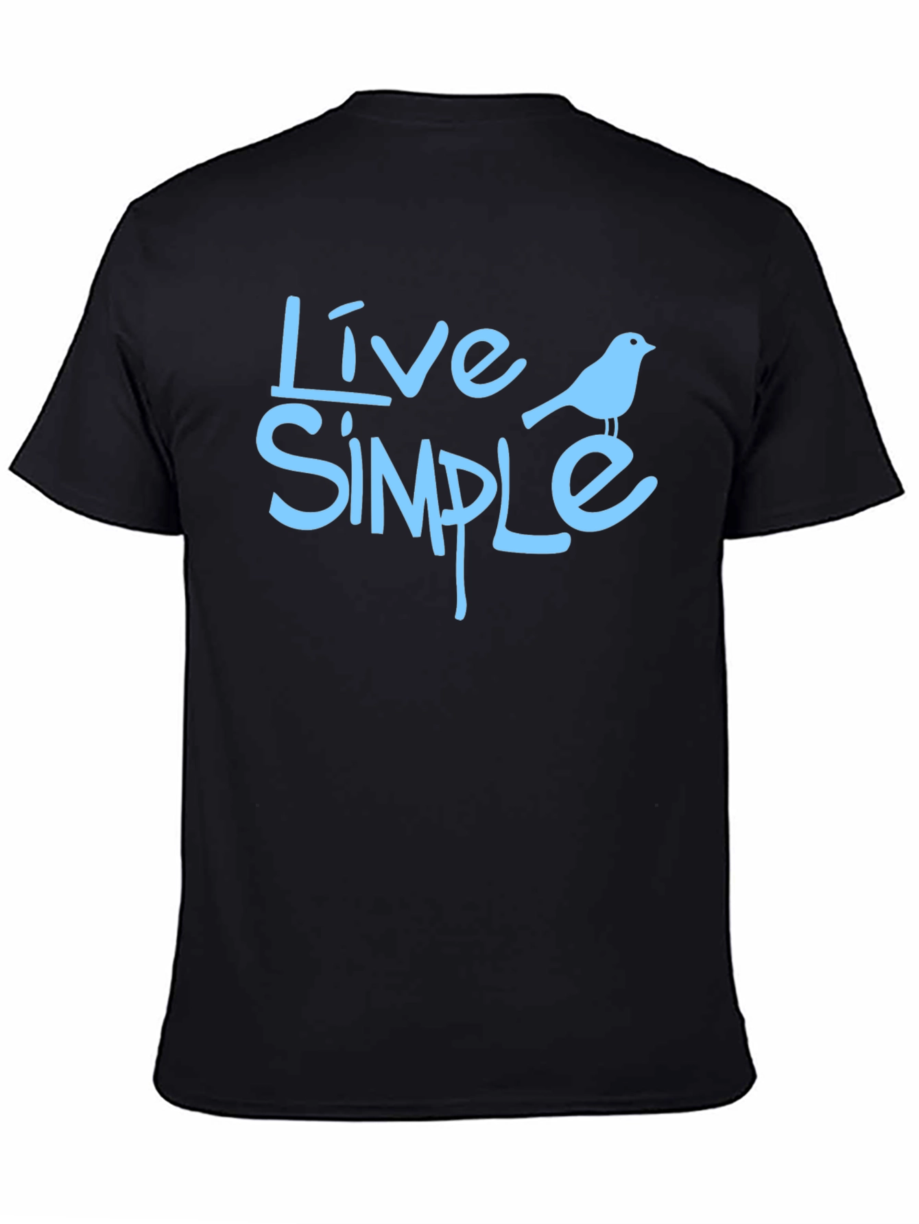 Live Simple Bird Graphic Black T-Shirt