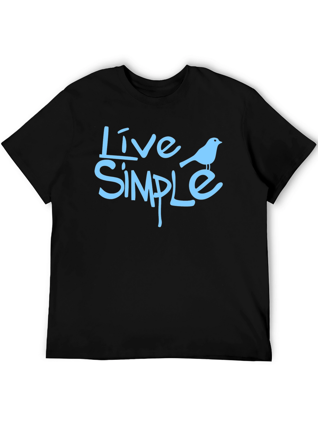 Live Simple Bird Graphic Black T-Shirt