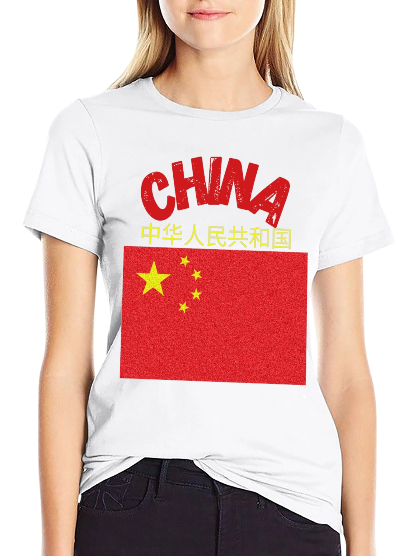 China Flag Graphic Tee - Black Cotton Shirt
