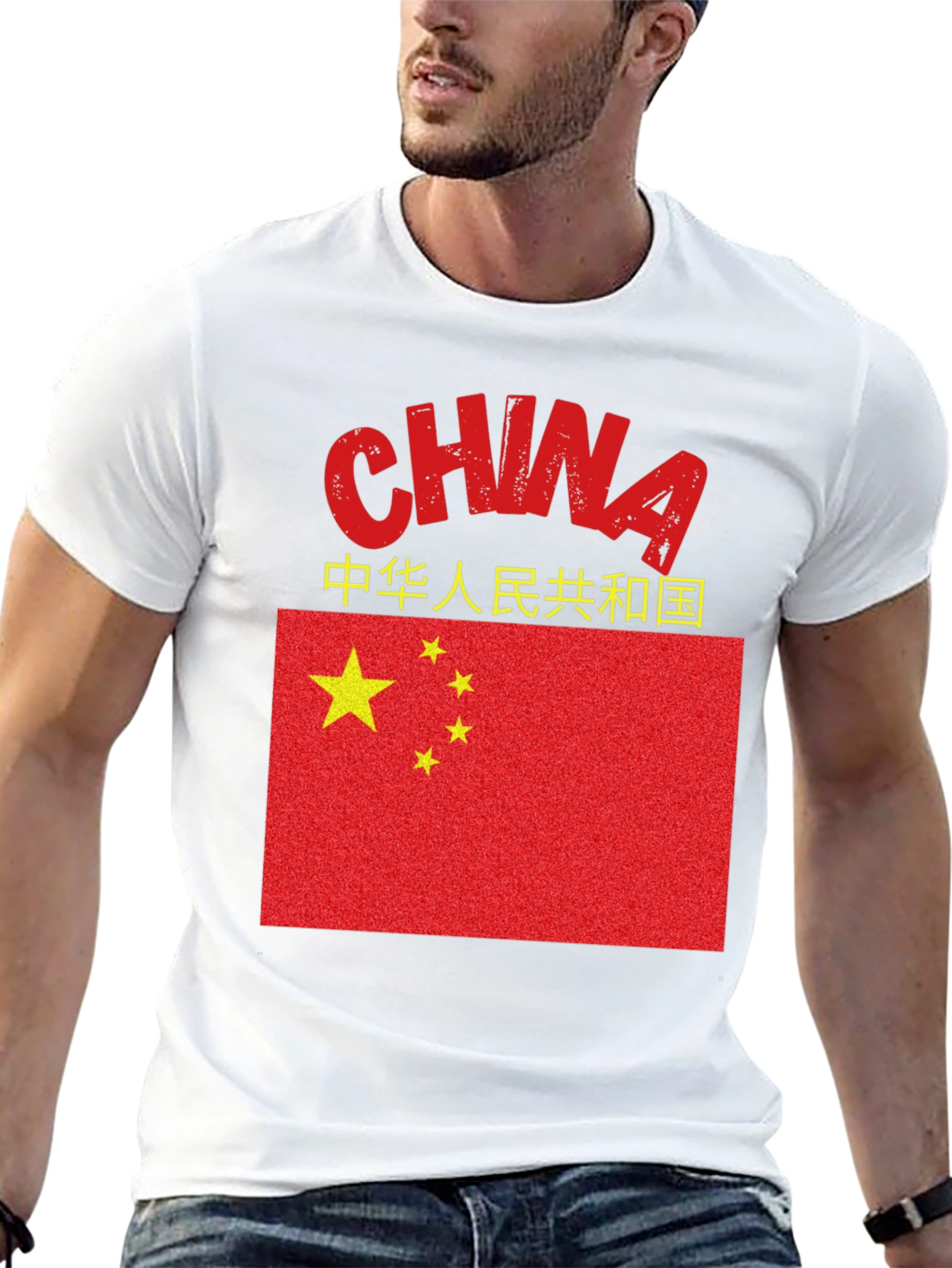 China Flag Graphic Tee - Black Cotton Shirt