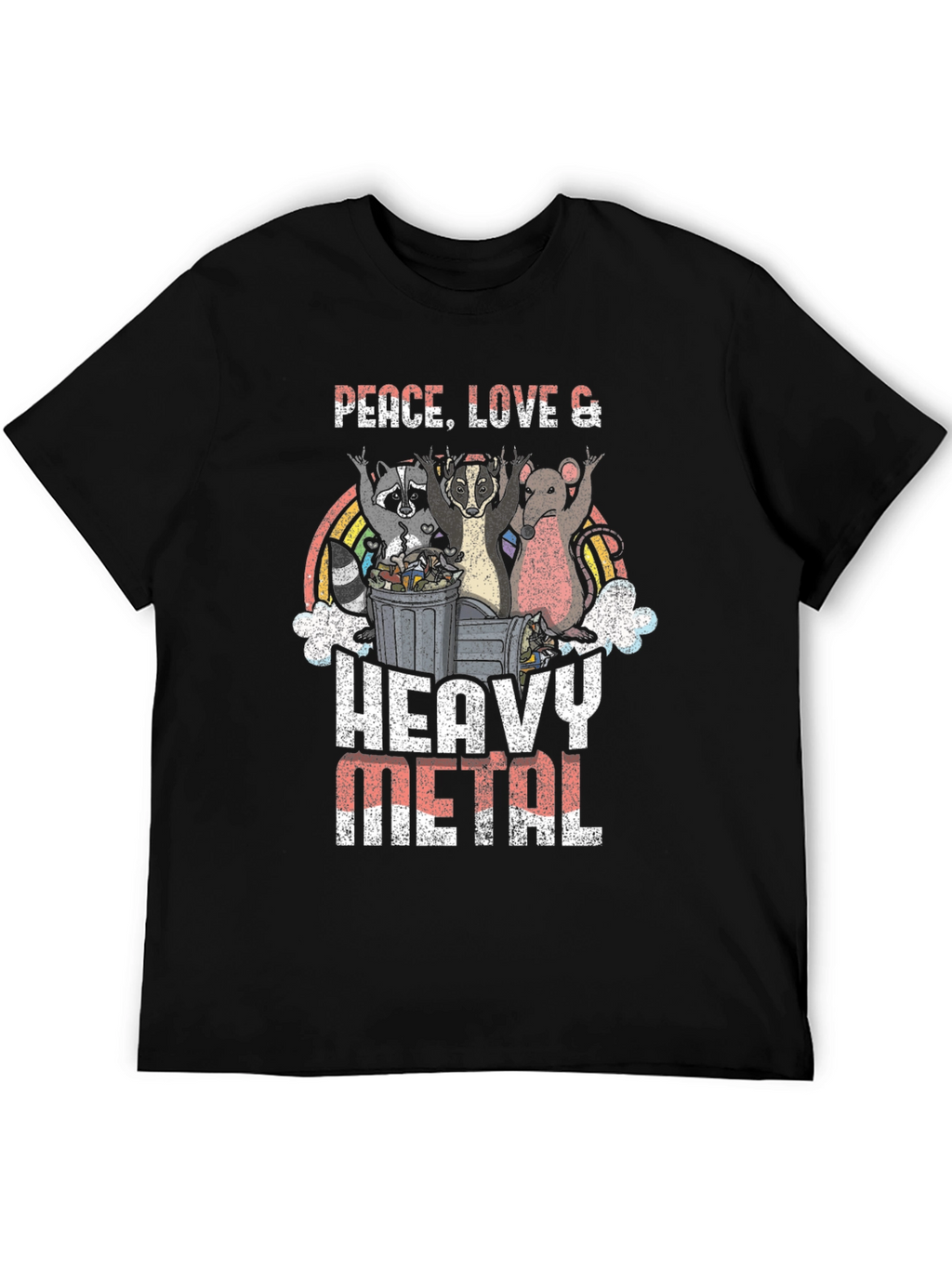 Peace Love Heavy Metal Graphic T-Shirt