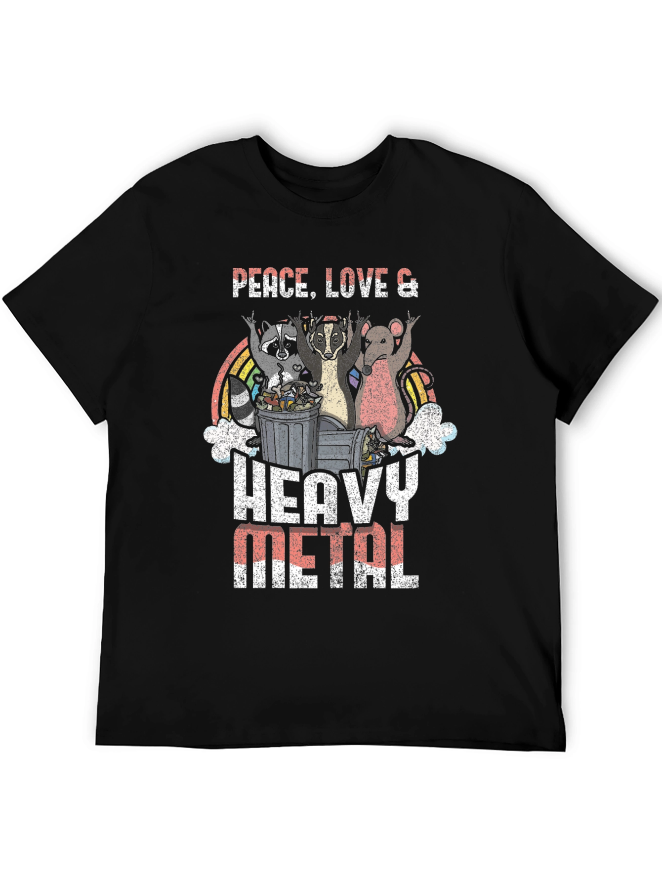 Peace Love Heavy Metal Graphic T-Shirt