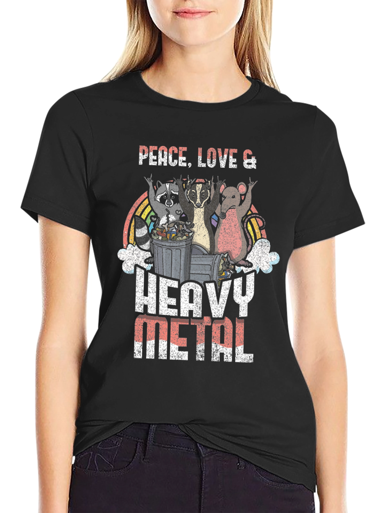 Peace Love Heavy Metal Graphic T-Shirt