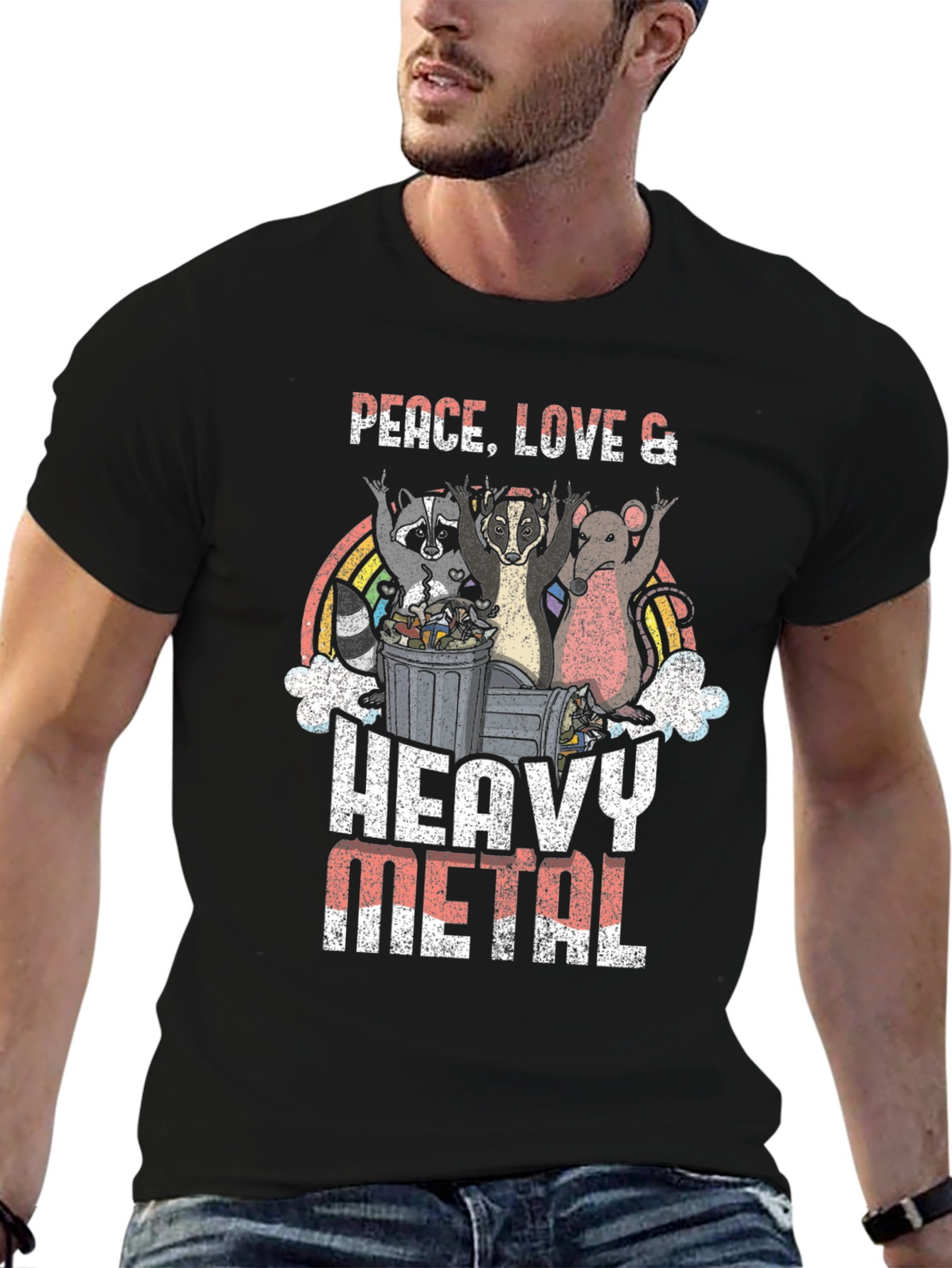 Peace Love Heavy Metal Graphic T-Shirt