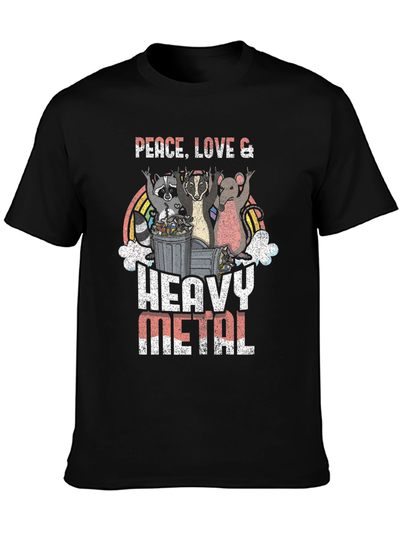 Peace Love Heavy Metal Graphic T-Shirt