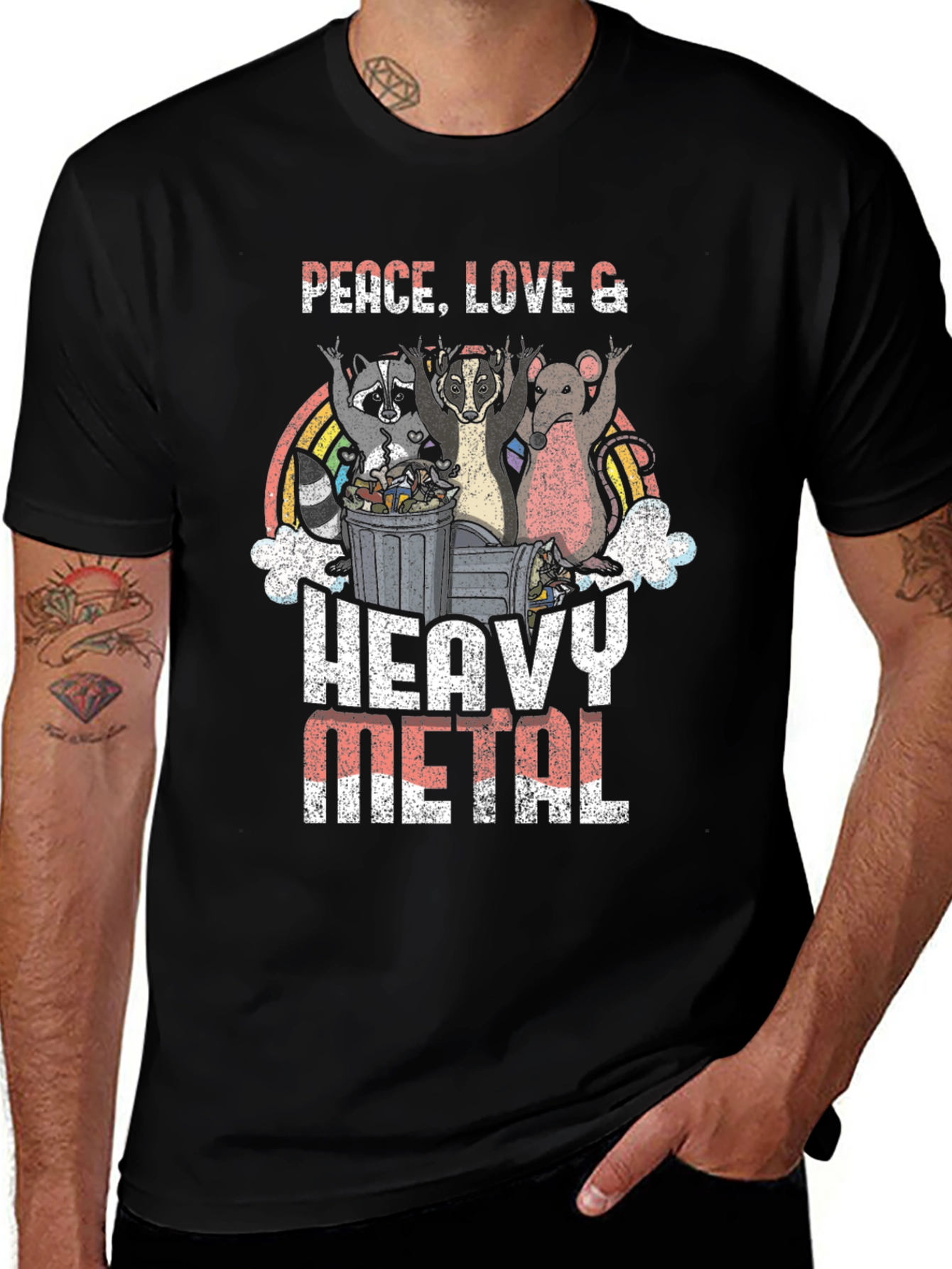 Peace Love Heavy Metal Graphic T-Shirt