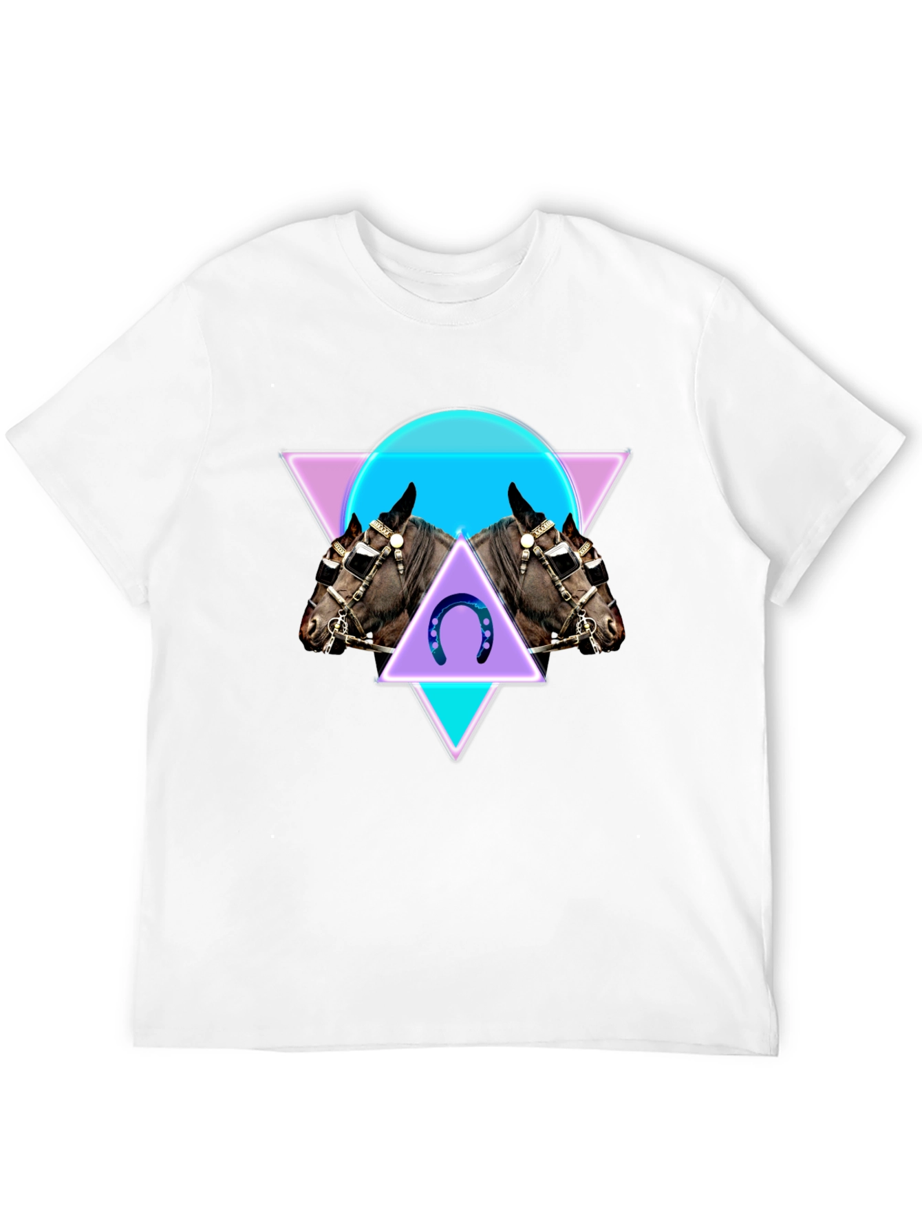 Geometric Horse Graphic Tee - Black