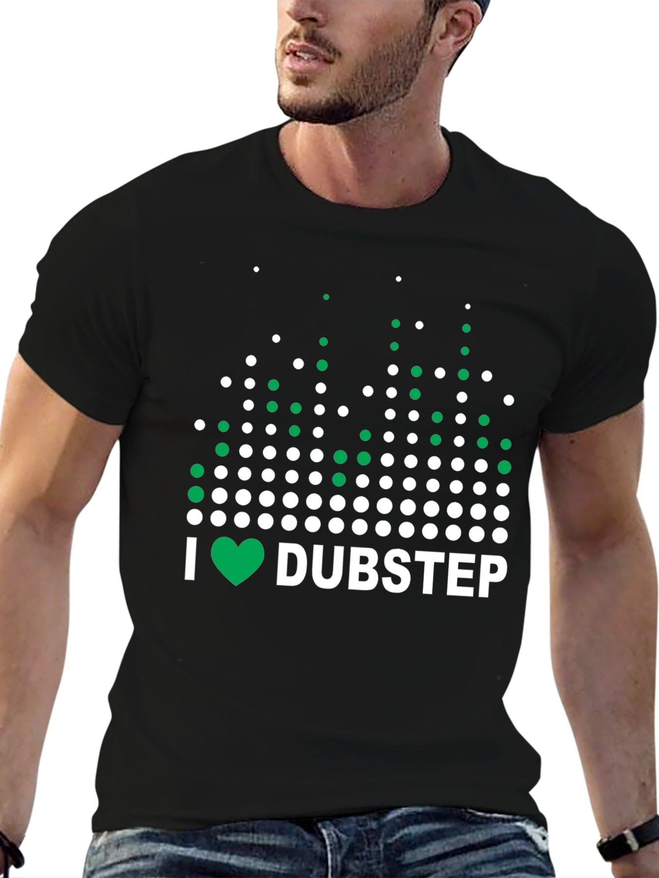 I Heart Dubstep Graphic Tee - Black Cotton T-Shirt