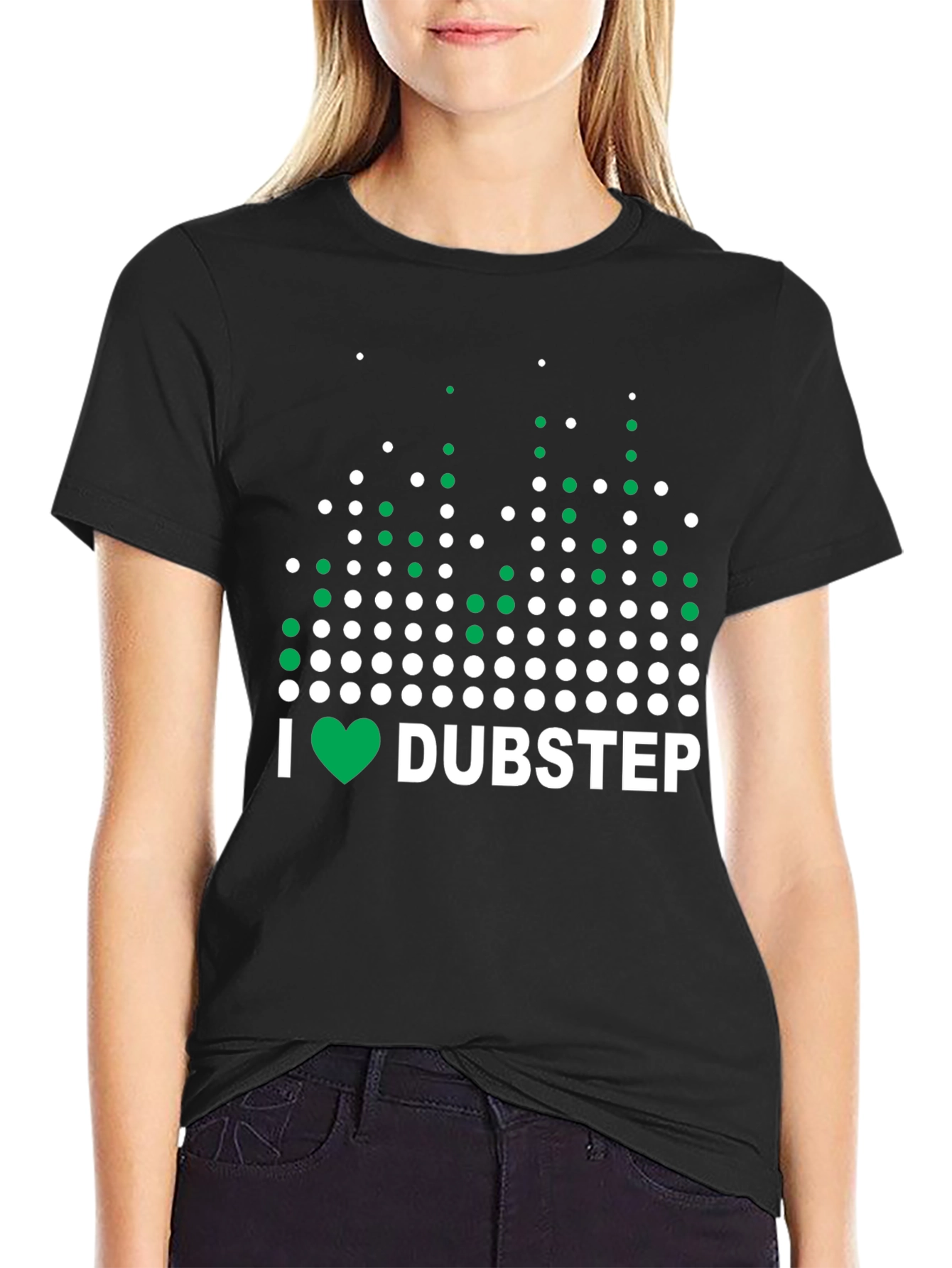 I Heart Dubstep Graphic Tee - Black Cotton T-Shirt