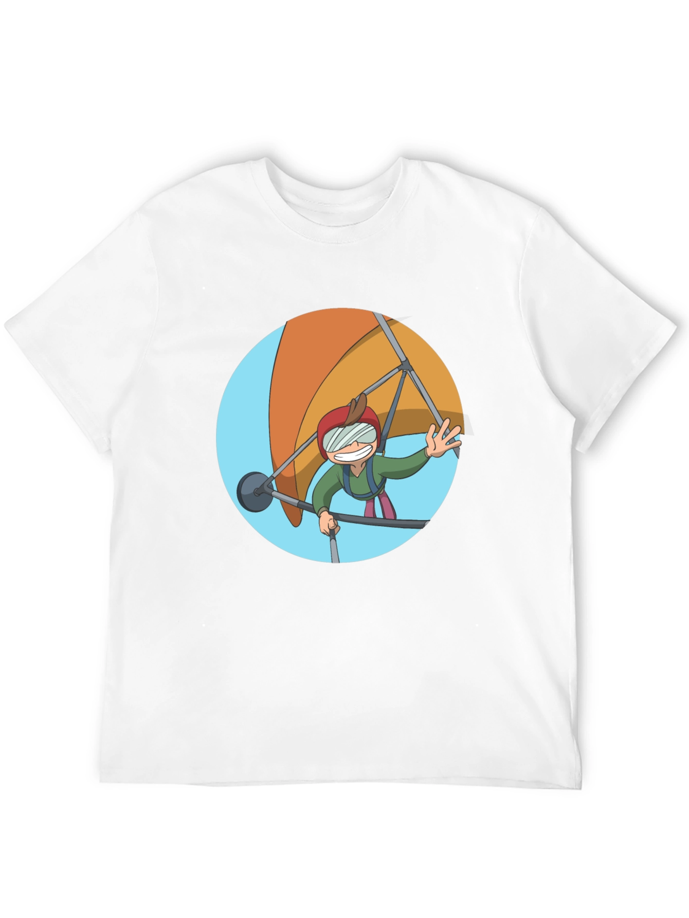 Hang Gliding Cartoon T-Shirt - Black Cotton Tee