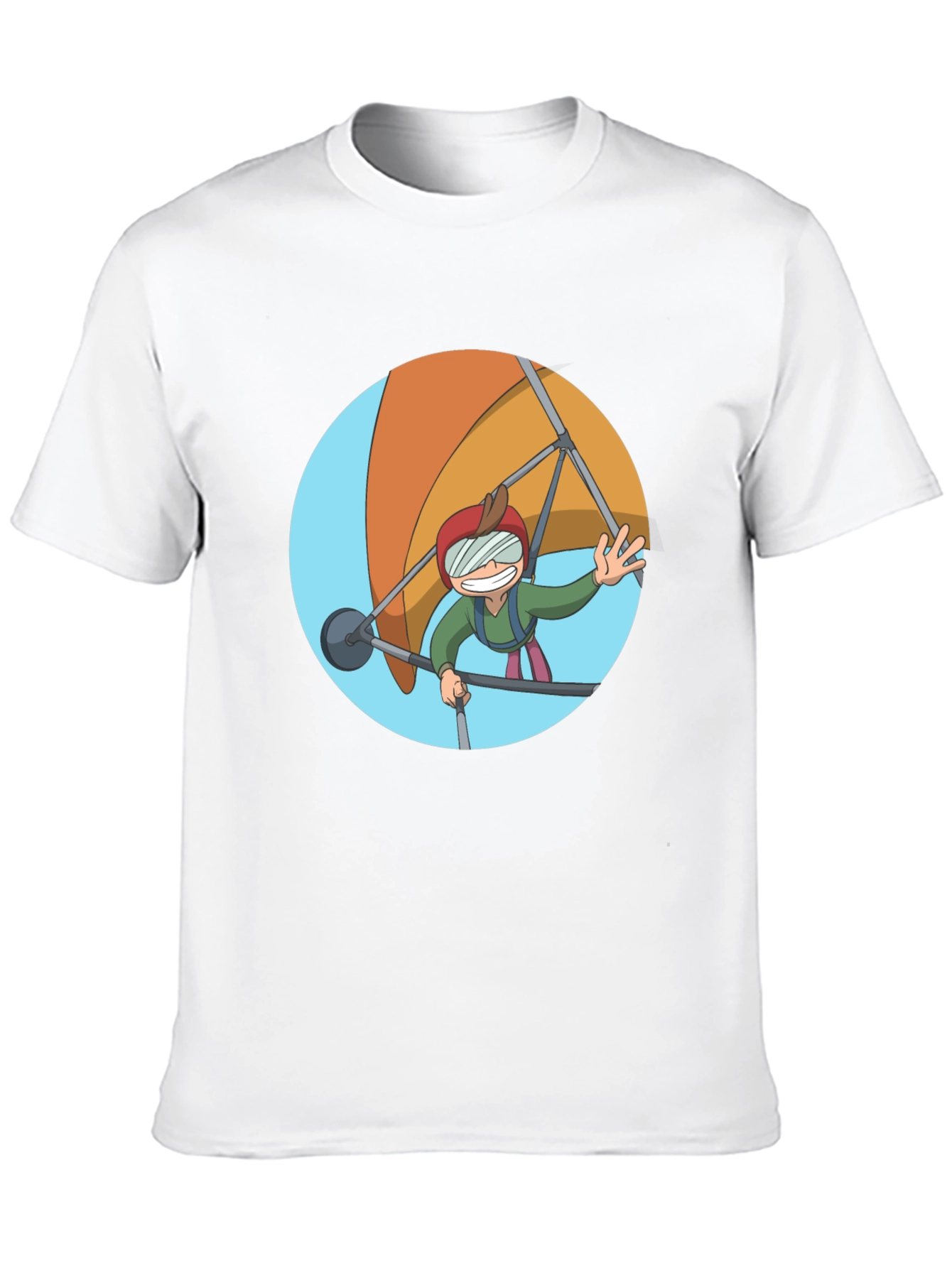 Hang Gliding Cartoon T-Shirt - Black Cotton Tee