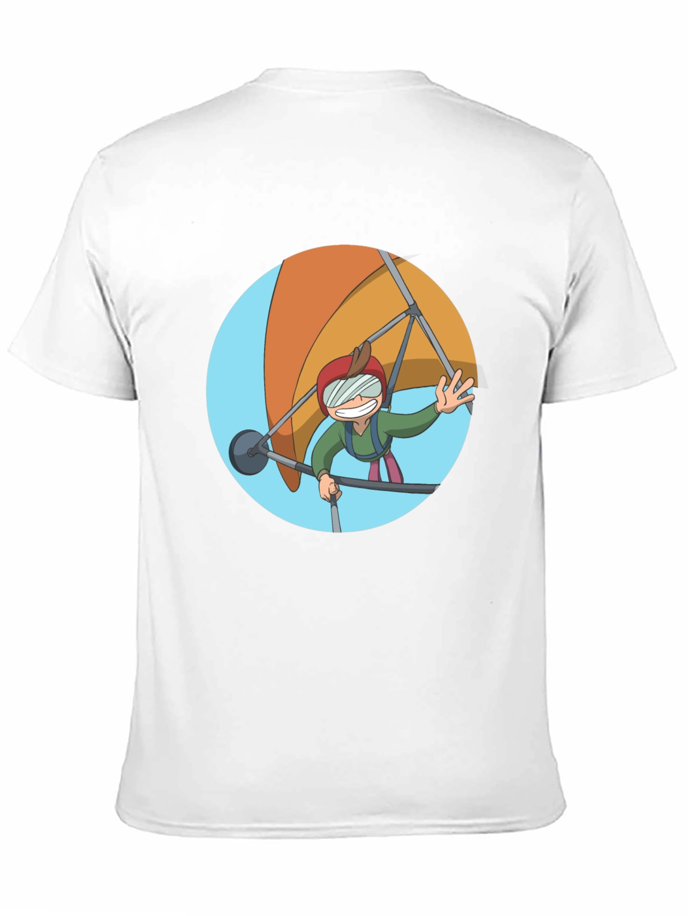 Hang Gliding Cartoon T-Shirt - Black Cotton Tee