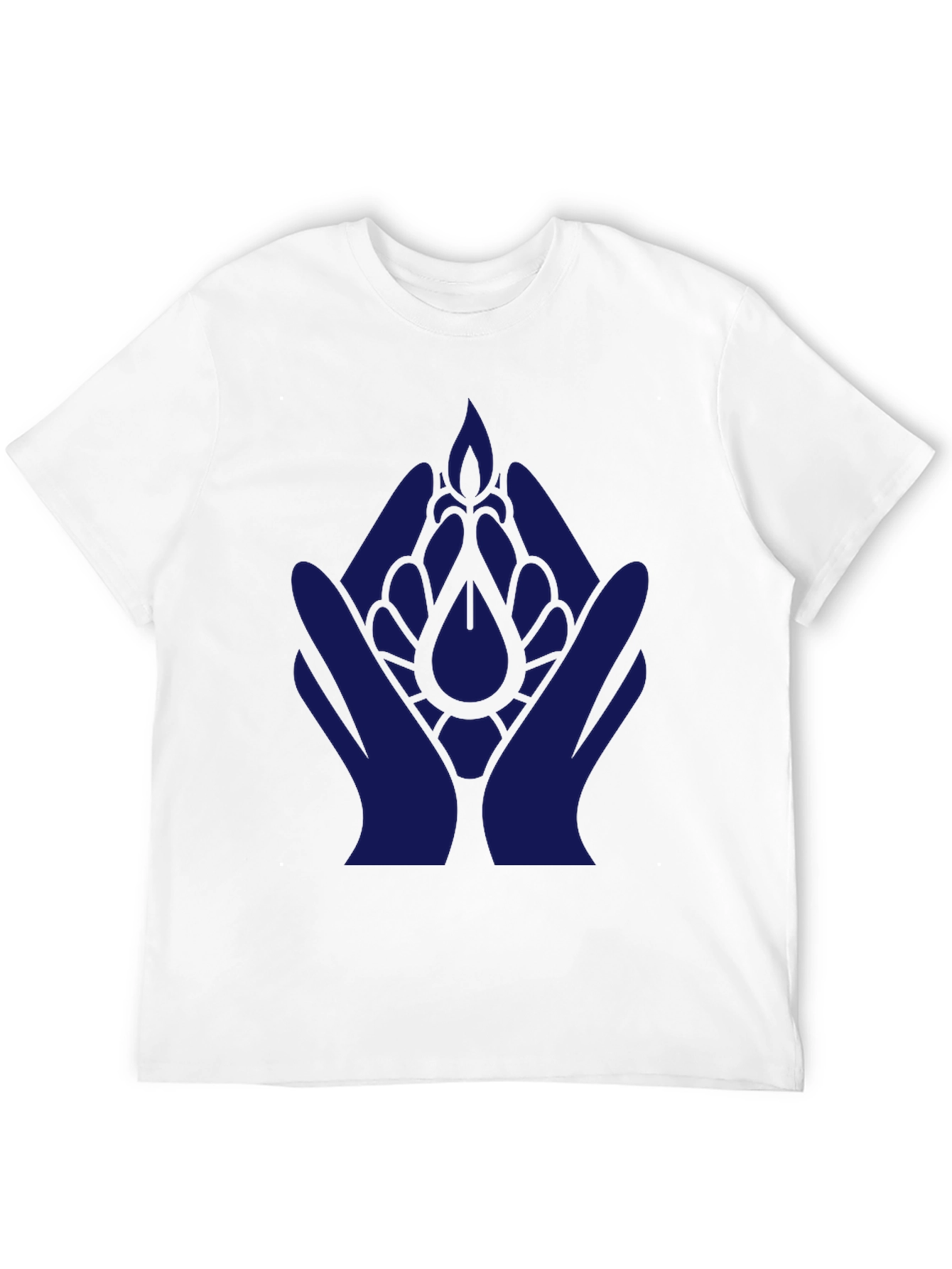 Black T-Shirt with Blue Hand & Flower Design