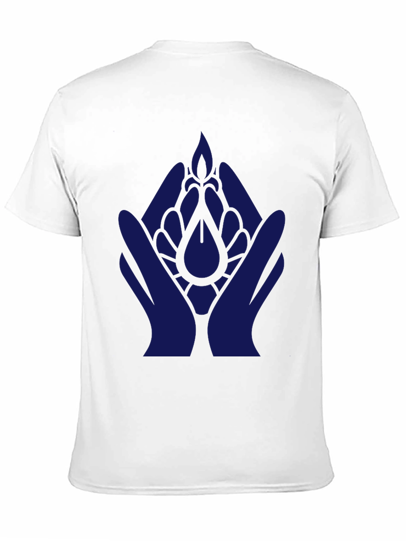 Black T-Shirt with Blue Hand & Flower Design