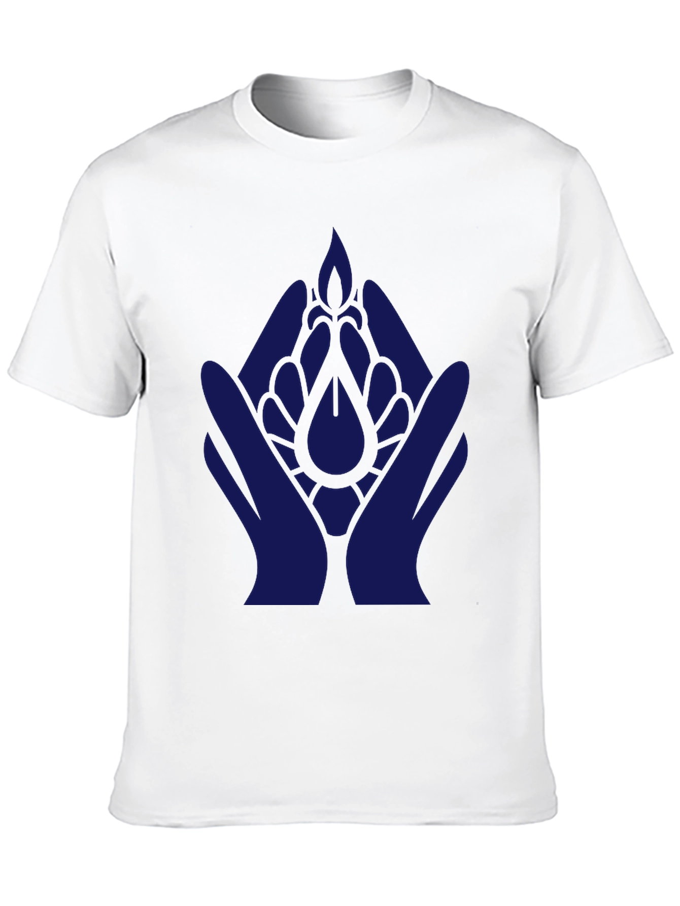 Black T-Shirt with Blue Hand & Flower Design