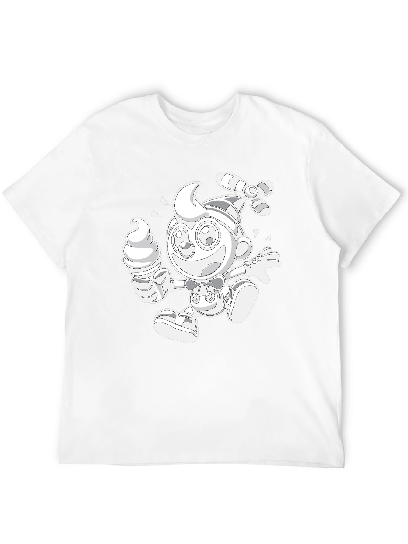 Novelty Graphic Tee - Retro Propeller Beanie Boy with Ice Cream