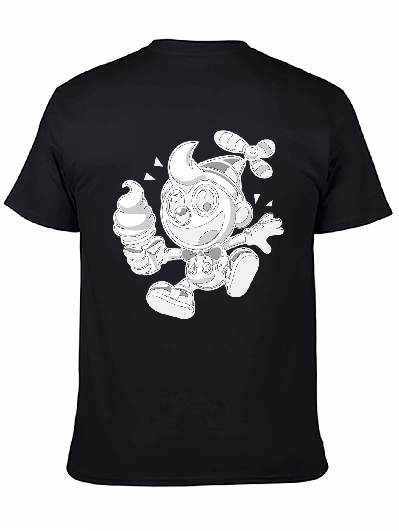 Novelty Graphic Tee - Retro Propeller Beanie Boy with Ice Cream